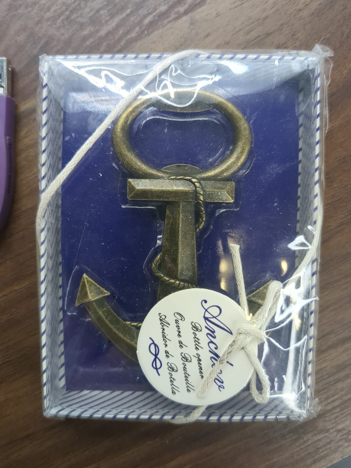 ANCHOR BEER SODA BOTTLE OPENER  BRASS MARITIME - NEW SEALED