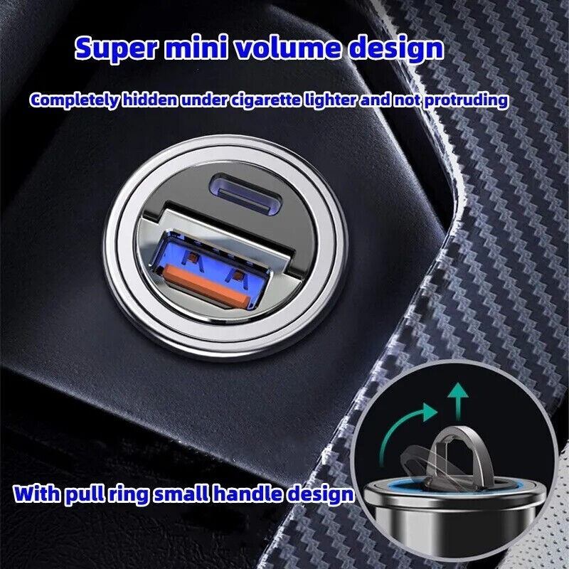 100W Super Fast Phone Car Charger Adapter USB Type C For iPhone Samsung Android