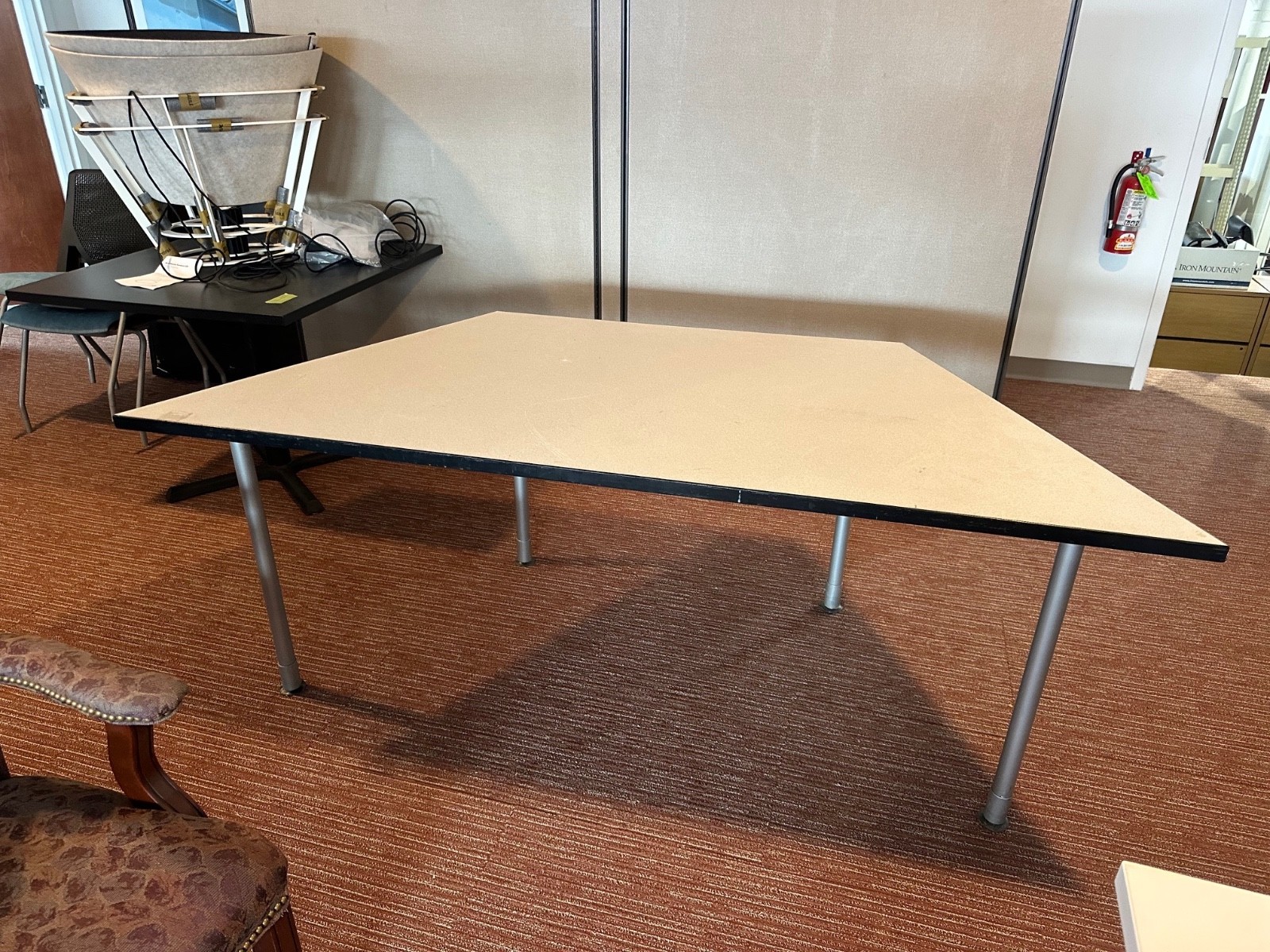 78" x 42" x (39" sides) x 29"H Trapezoid Training / Classroom Tables w/ gray top