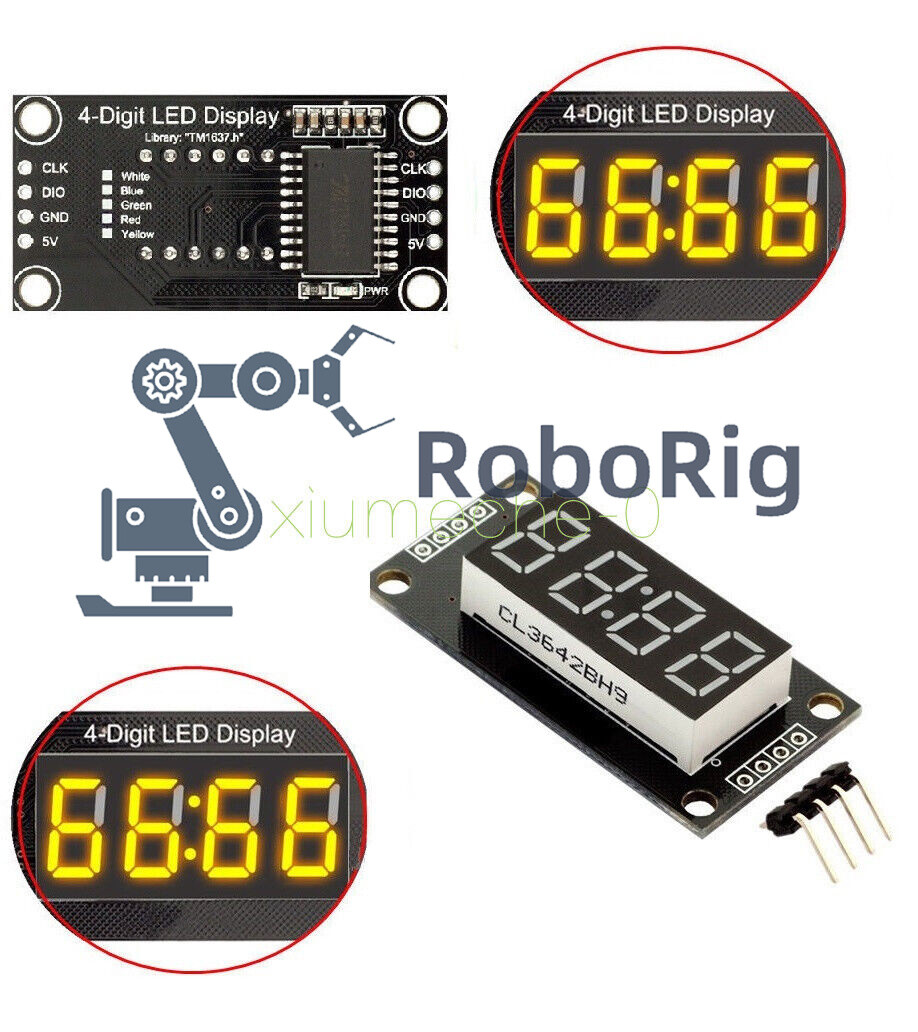 TM1637  0.56" inch 4-Bits Digital LED Clock Tube Display Yellow  for Arduino