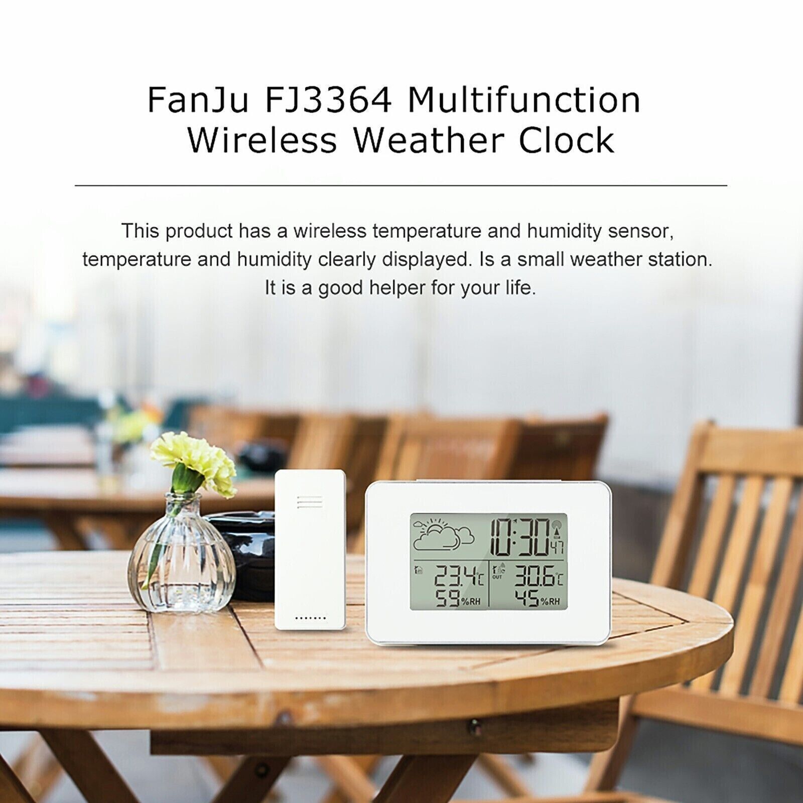 Digital Thermometer Clock LCD Temperature Wireless Transmitter Indoor/Outdoor