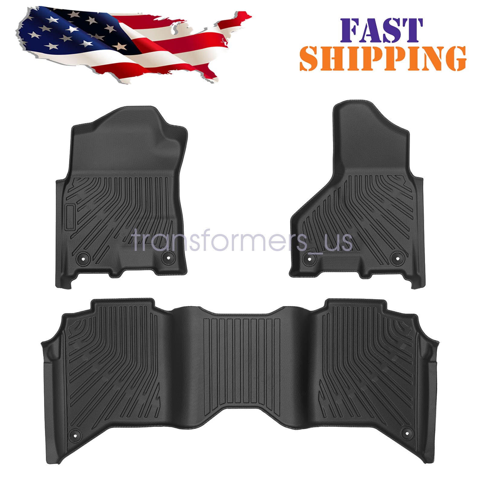 TPE Floor Mats Liner For 2019-25 Dodge Ram 2500/3500 Crew Cab With Bucket Seat
