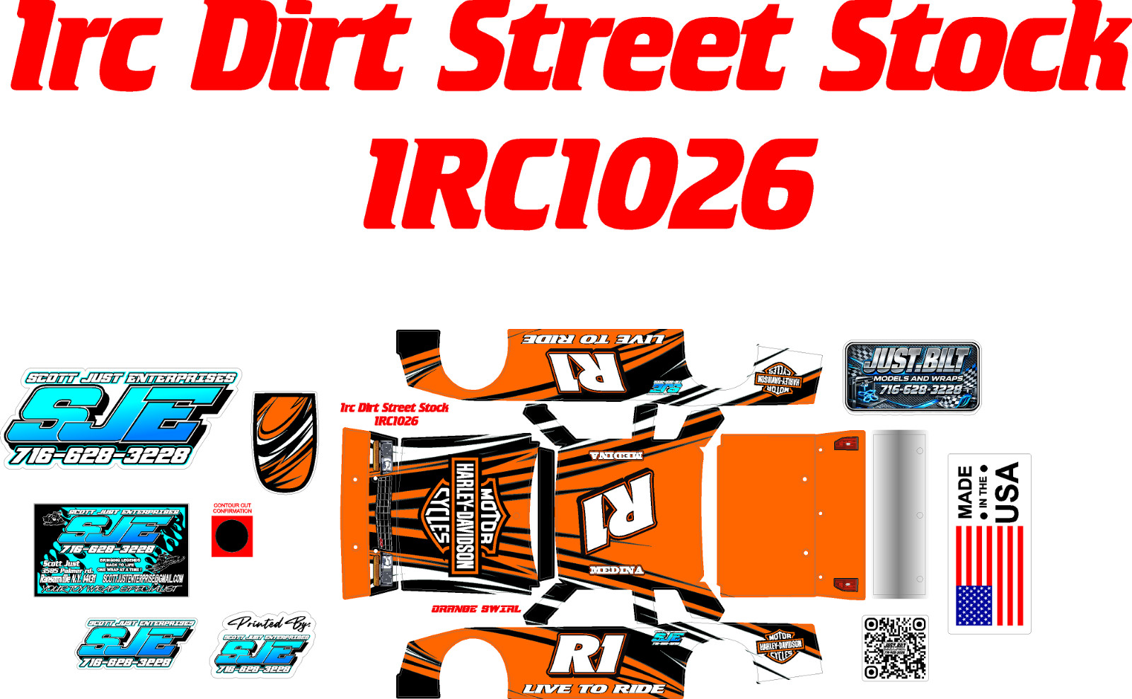 1RC DIRT STREET STOCK 6059 ORANGE SWIRL THEME WRAP