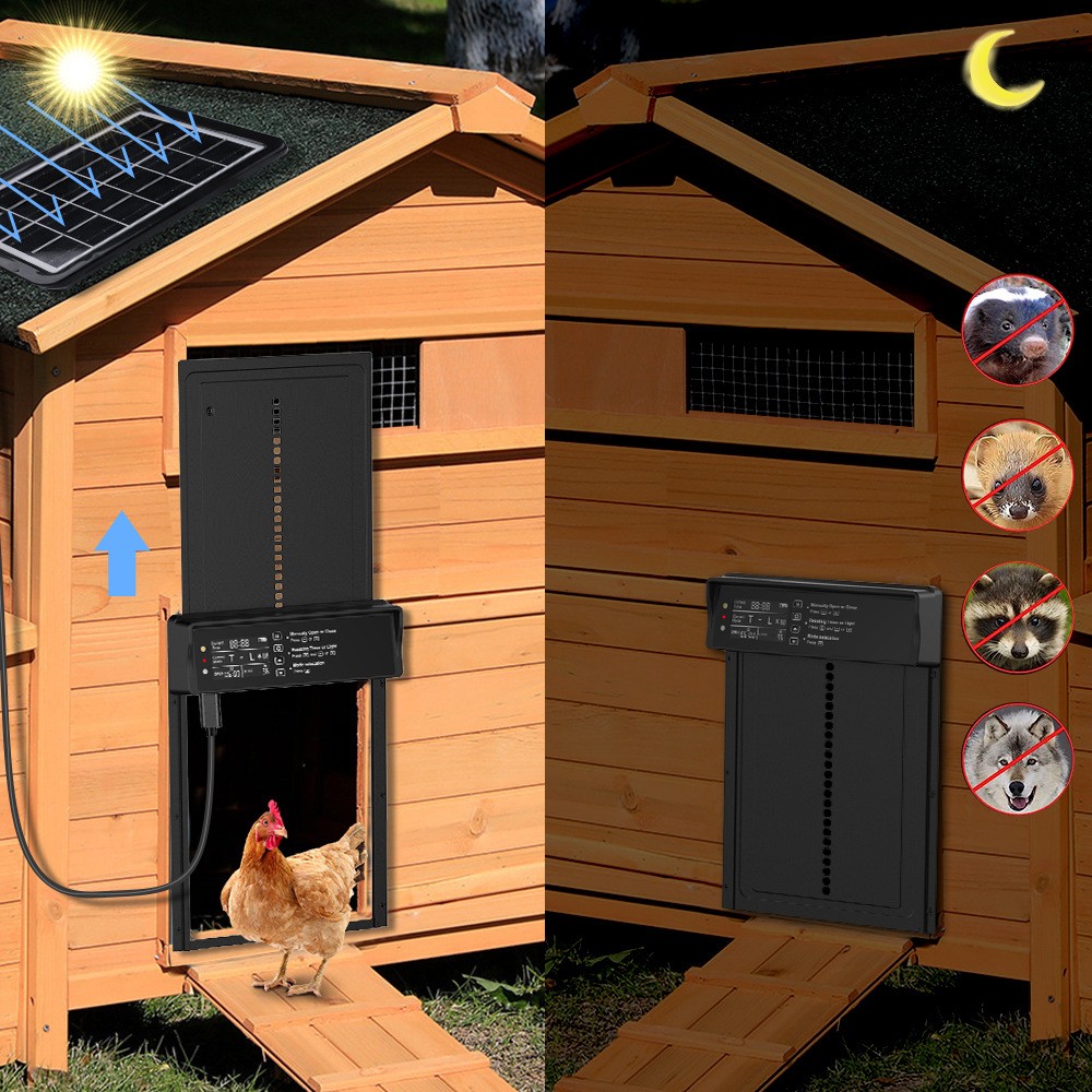 Solar Automatic Chicken Coop Door Opener with Timer Light Sensor Remote Control