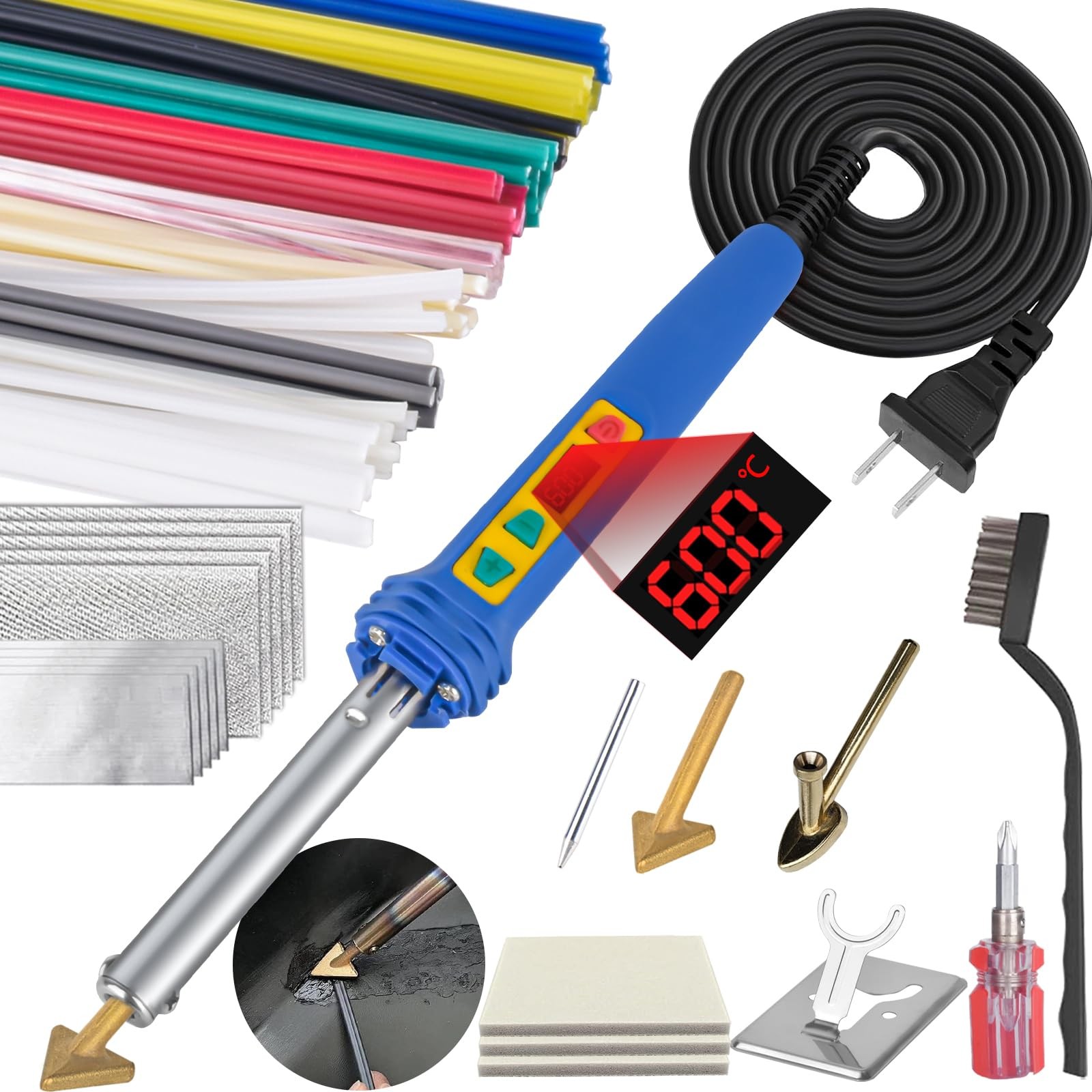 Upgraded 150W LED Digital Adjustable Temperature Plastic Welder, 106PCS Weldi...