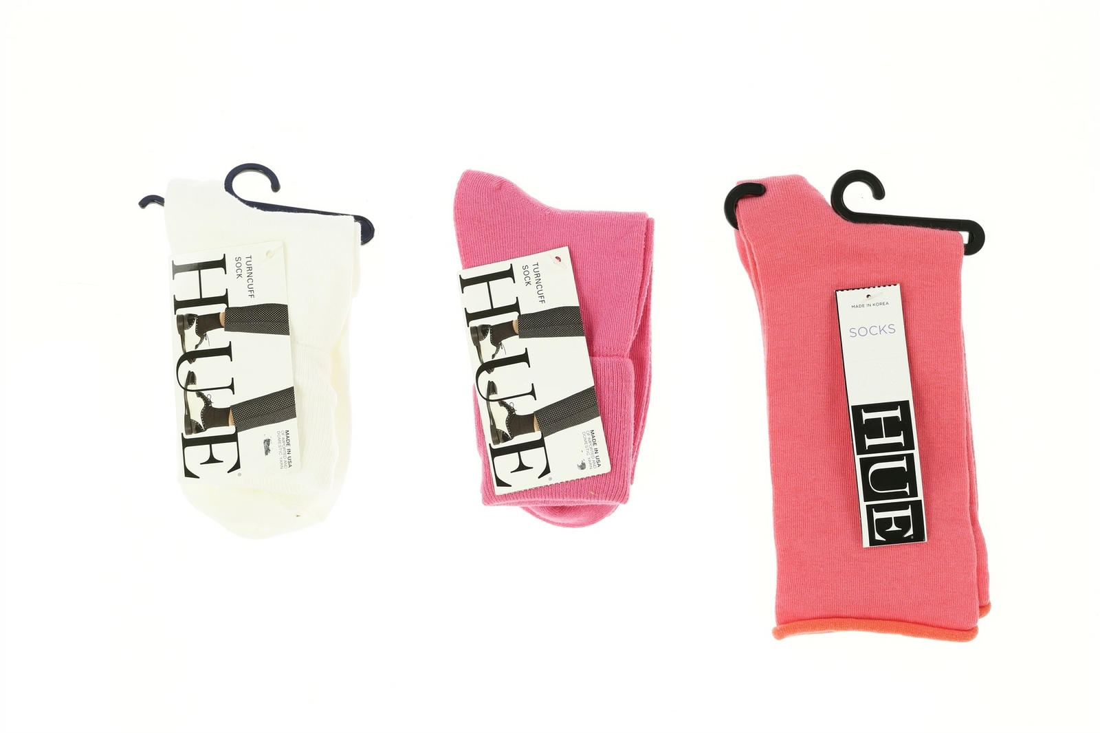 Lot of 3 HUE socks white/ pink / honeysuckle 140581