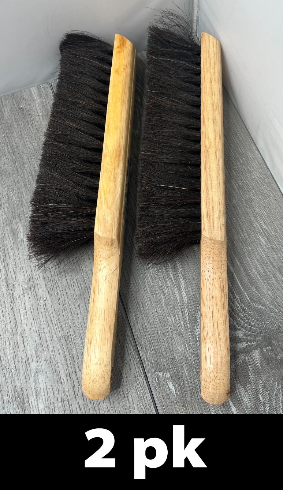 2pk Osborn 54003, 9" Fine Counter Duster Black Horsehair Brush with 2-1/4" Trim