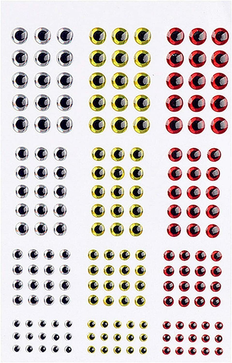 183Pcs 2D/3D Fishing Eyes for Making Fishing Lure and Fly Tying, 4 Sizes