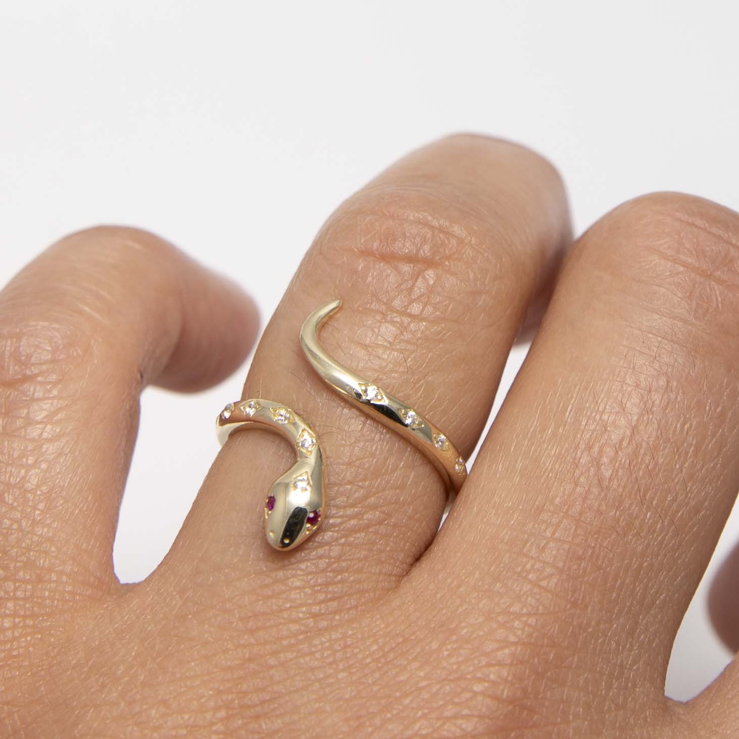 Shiny Snake Ring Solid Real 10K Yellow Gold