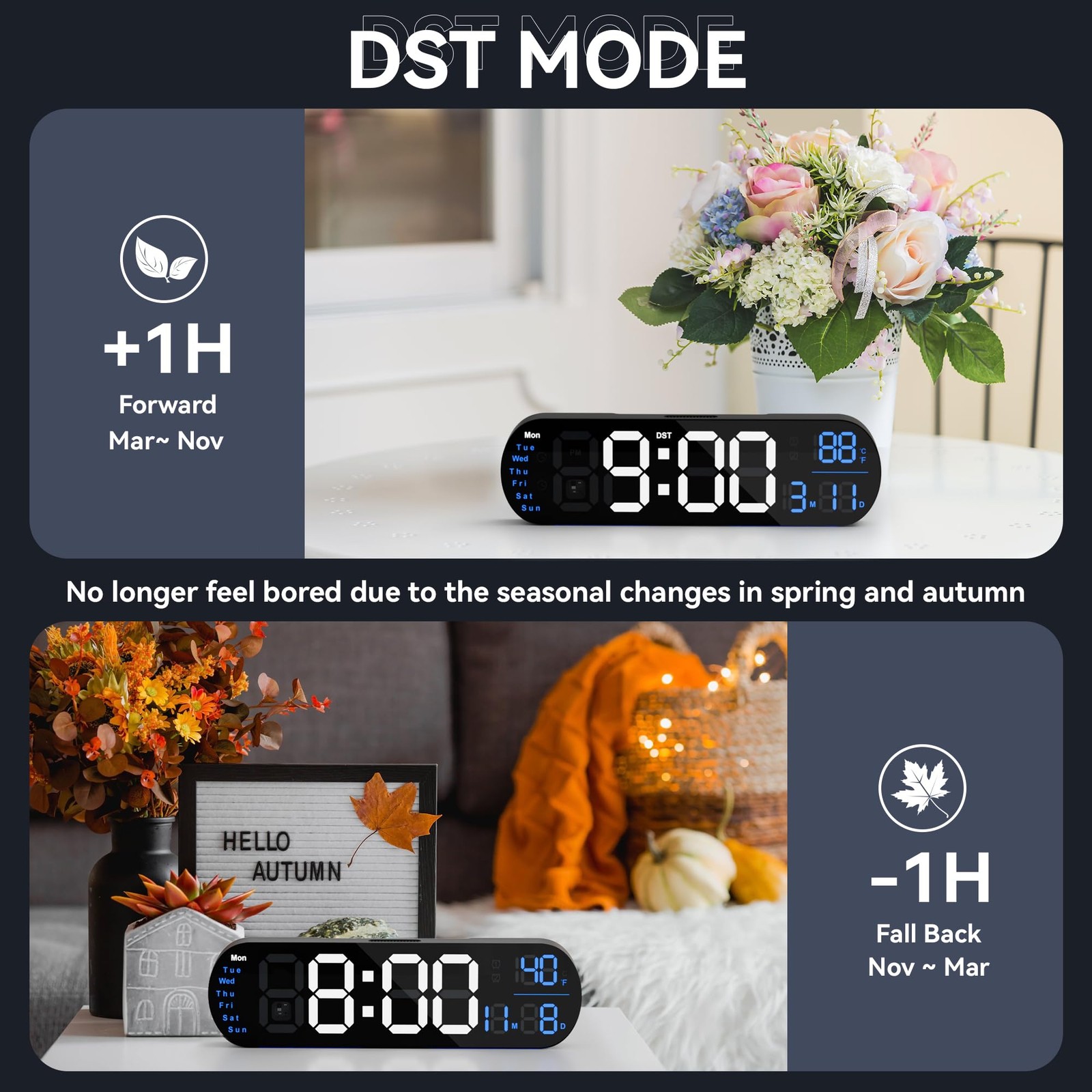 Digital Wall Clock Large Display, 13.7 inch Large Digital Wall Clock with RGB...