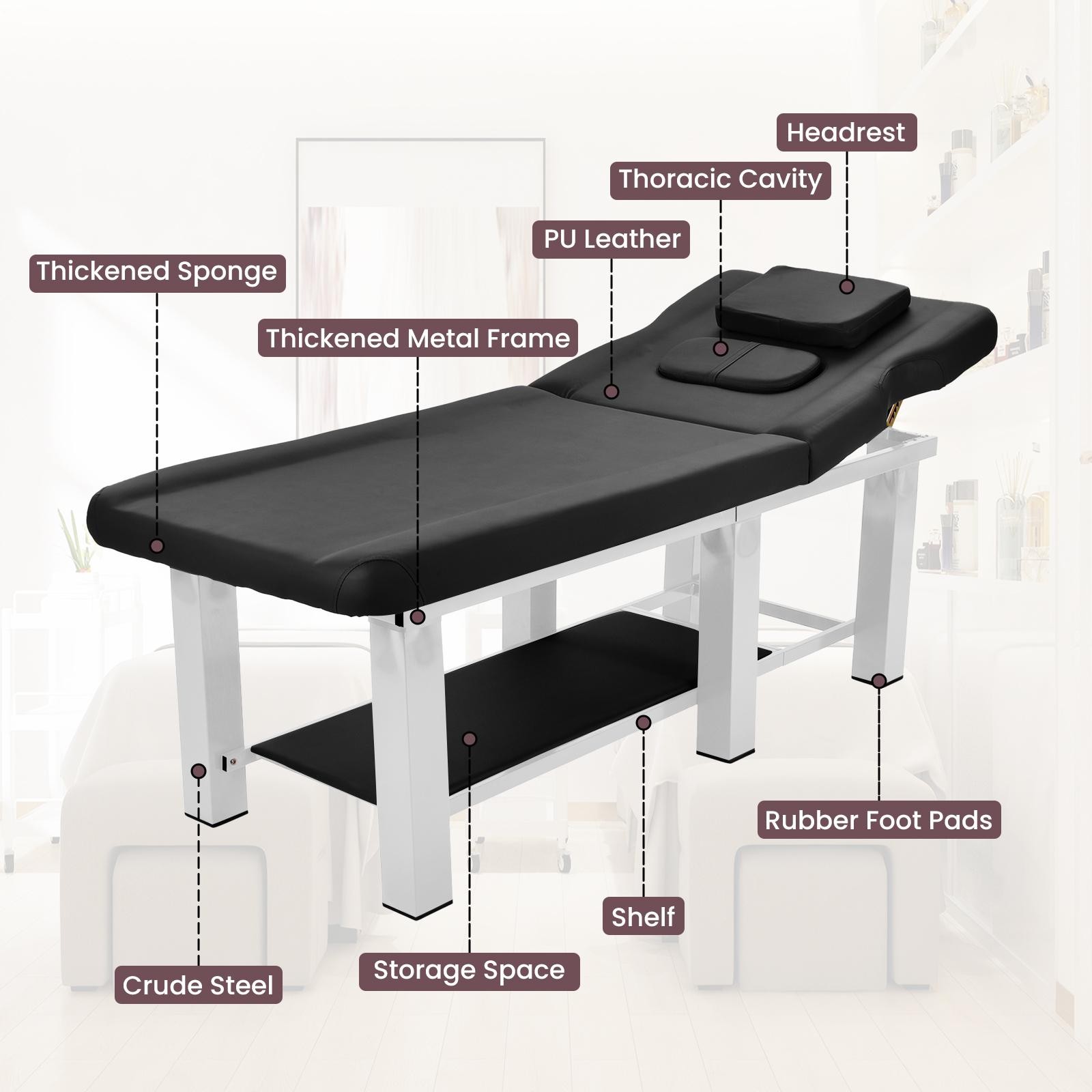 Stationary Massage Table w/ Backrest for Treatment Table Physical Therapy Table