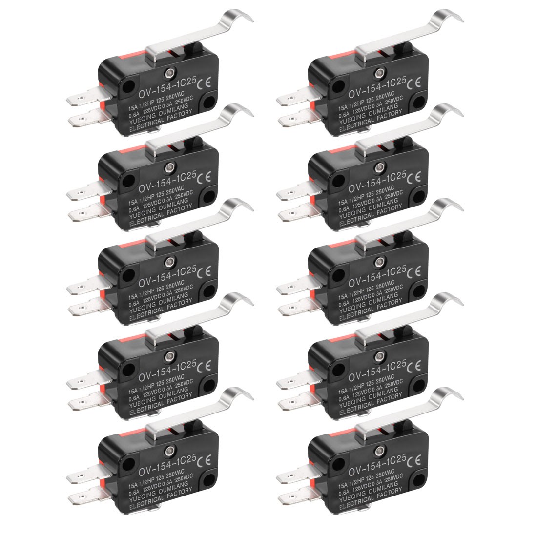 10PCS OV-154-1C25 15A 125/250VAC 3 Terminals Simulated R Lever Action Switches
