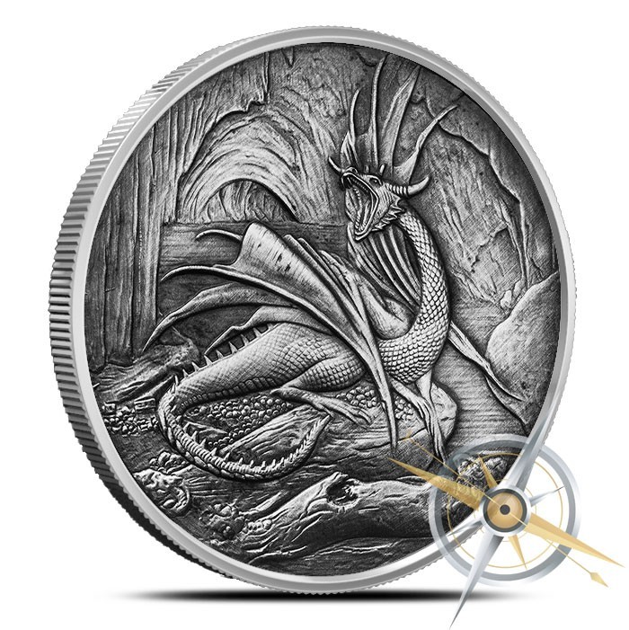 2016 1OZ NIDHOGGR ANTIQUE ROUND - BOX COA - LIMITED NORDIC SERIES *IN-HAND*