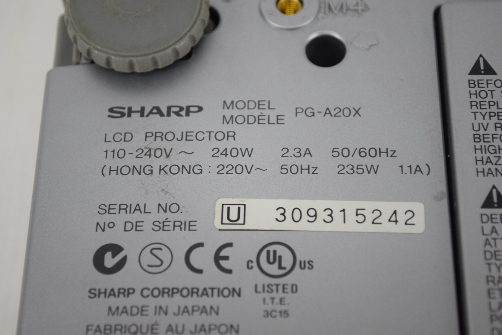 Sharp PG-A20X Notevision Projector