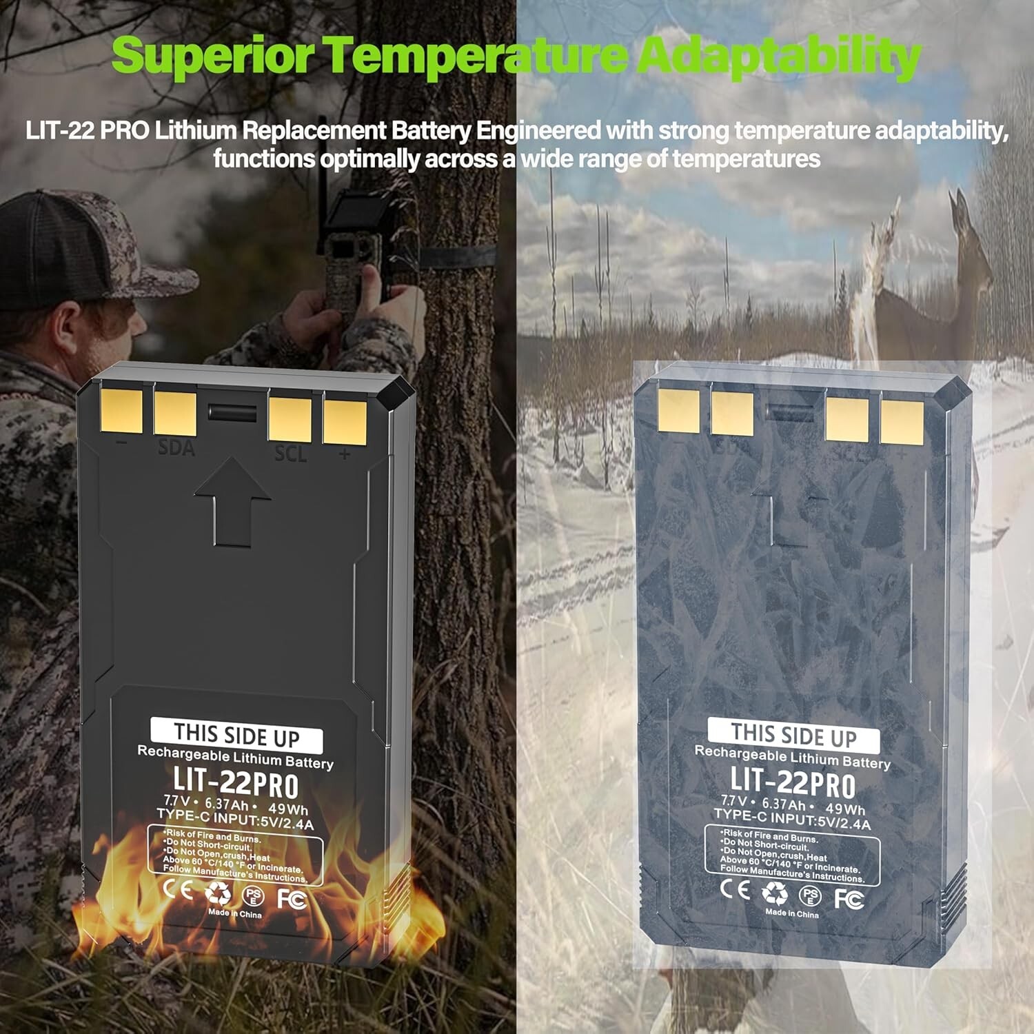 4-Pack Rechargeable LIT-22 Battery Compatible with Trail Camera Flex-M Flex G-36