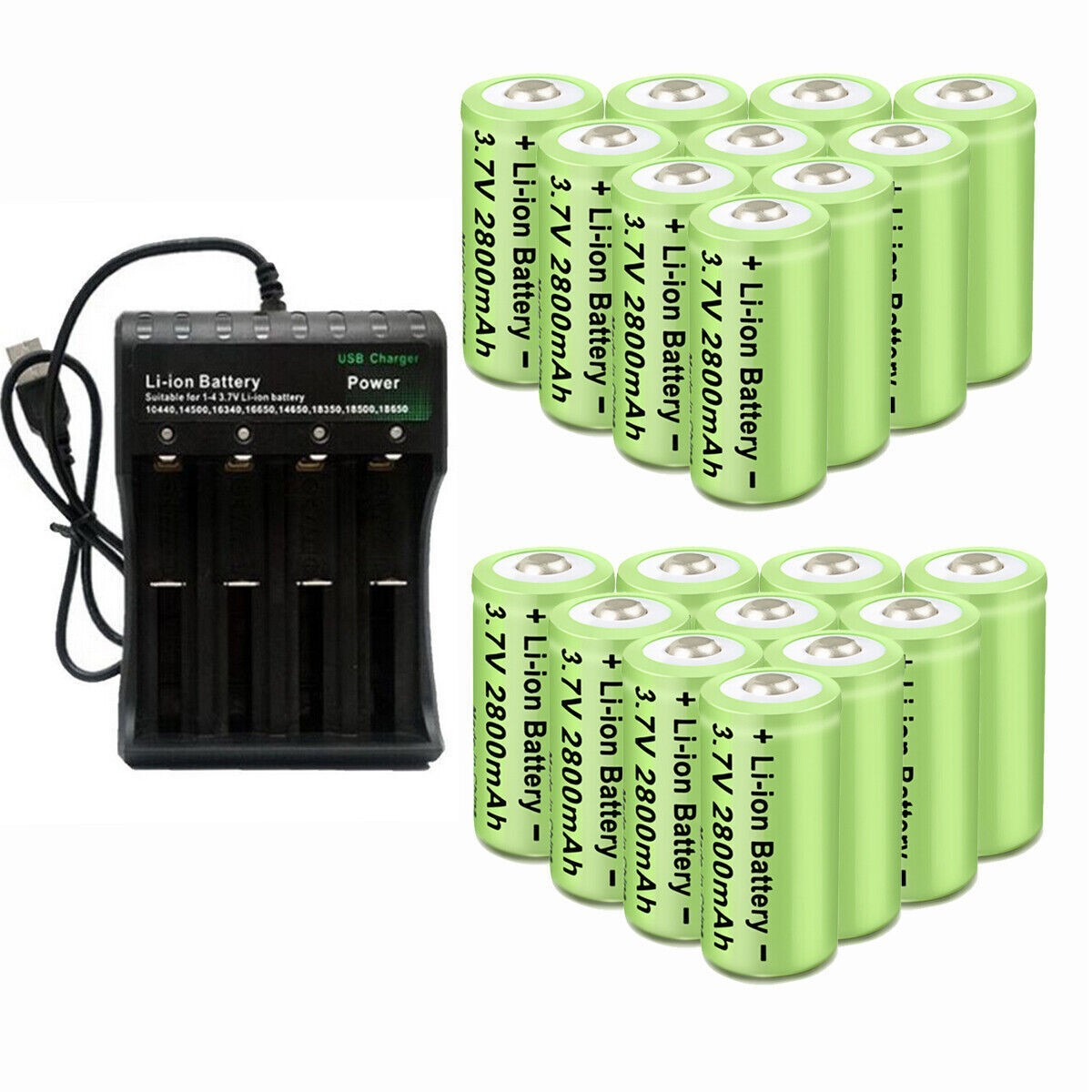 2800mAh Batteries CR123A 16340 Rechargeable Li-ion Battery / Smart Charger Lot！