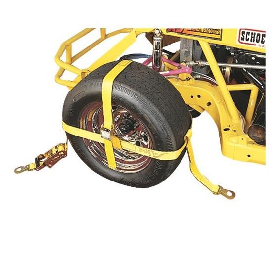 Speedway Tire Bonnet Wheel Tie Down Trailer Ratchet Strap, Black