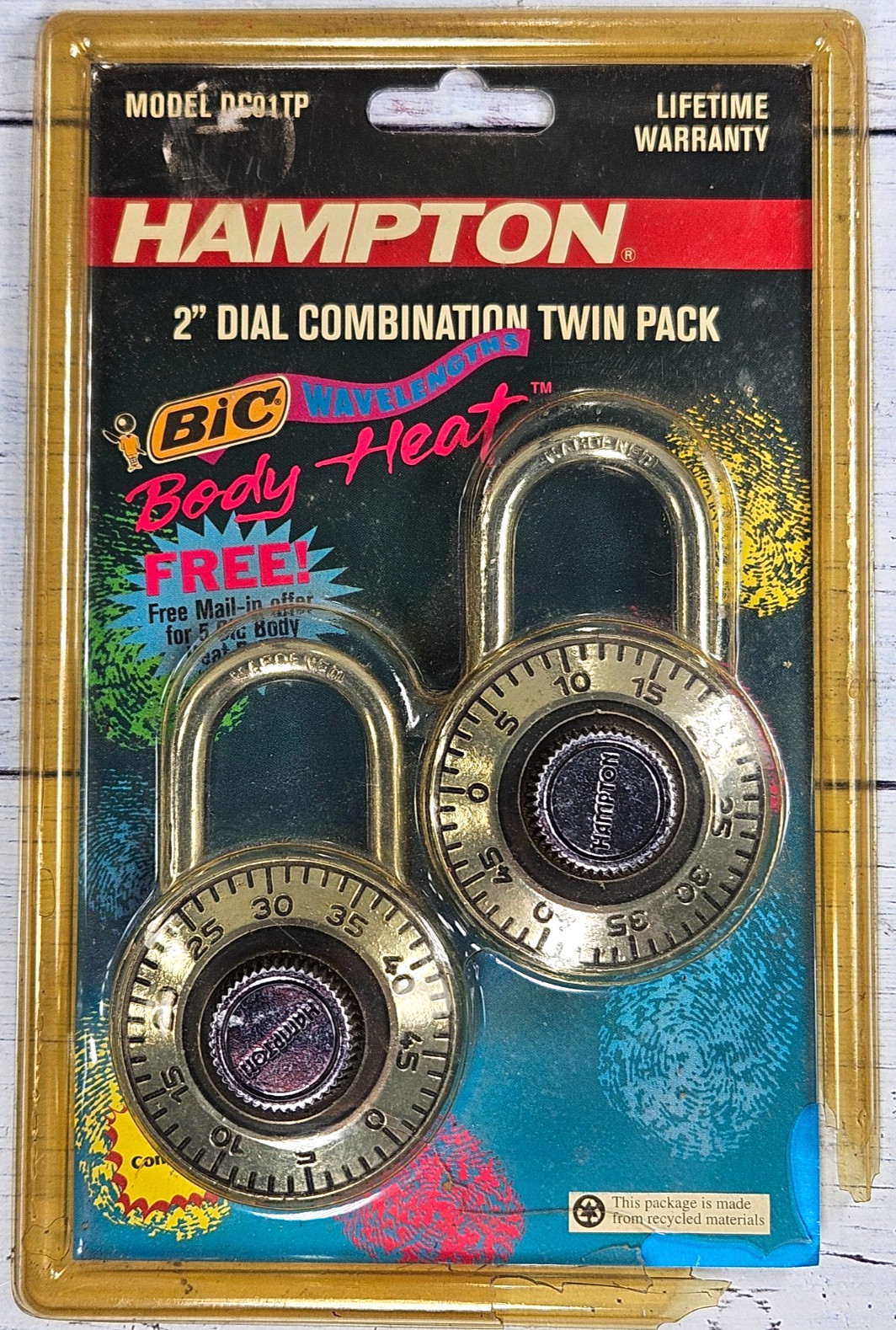 VTG 2 Inch Combination Lock Hampton DC01TP, Silver Classic 2-PK, Matched 3-Digit