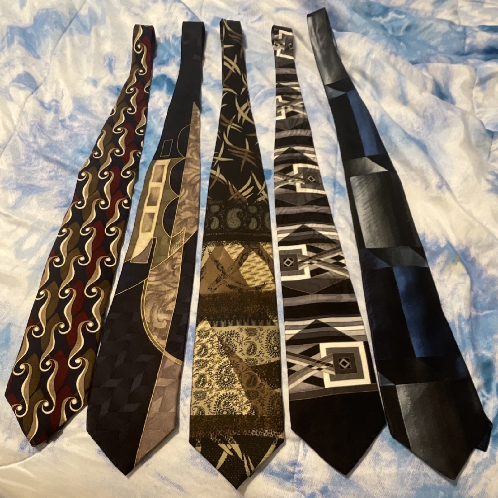 Men's Neck Tie Lot 5pc Pierre Cardin Bugatti Dolce & Gabbana Daniel Hechter