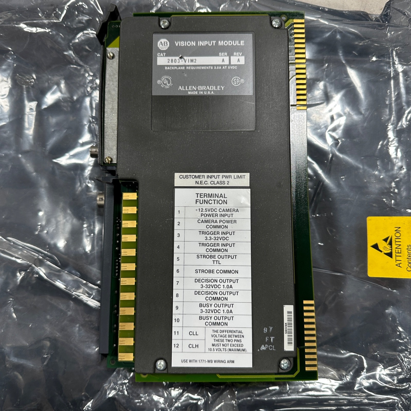 Allen Bradley 2803-VIM2 Series A Rev A Vision Input Module Free Shipping