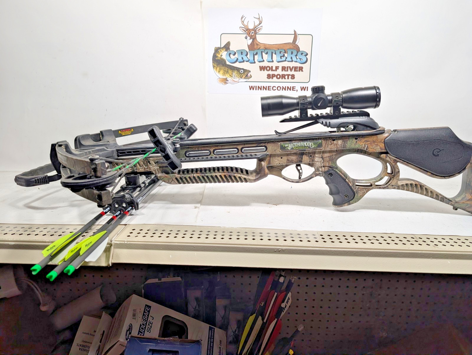 Barnett Brotherhood Crossbow Pkg w/ Rope Cocking Device, Quiver, Bolts and Scope