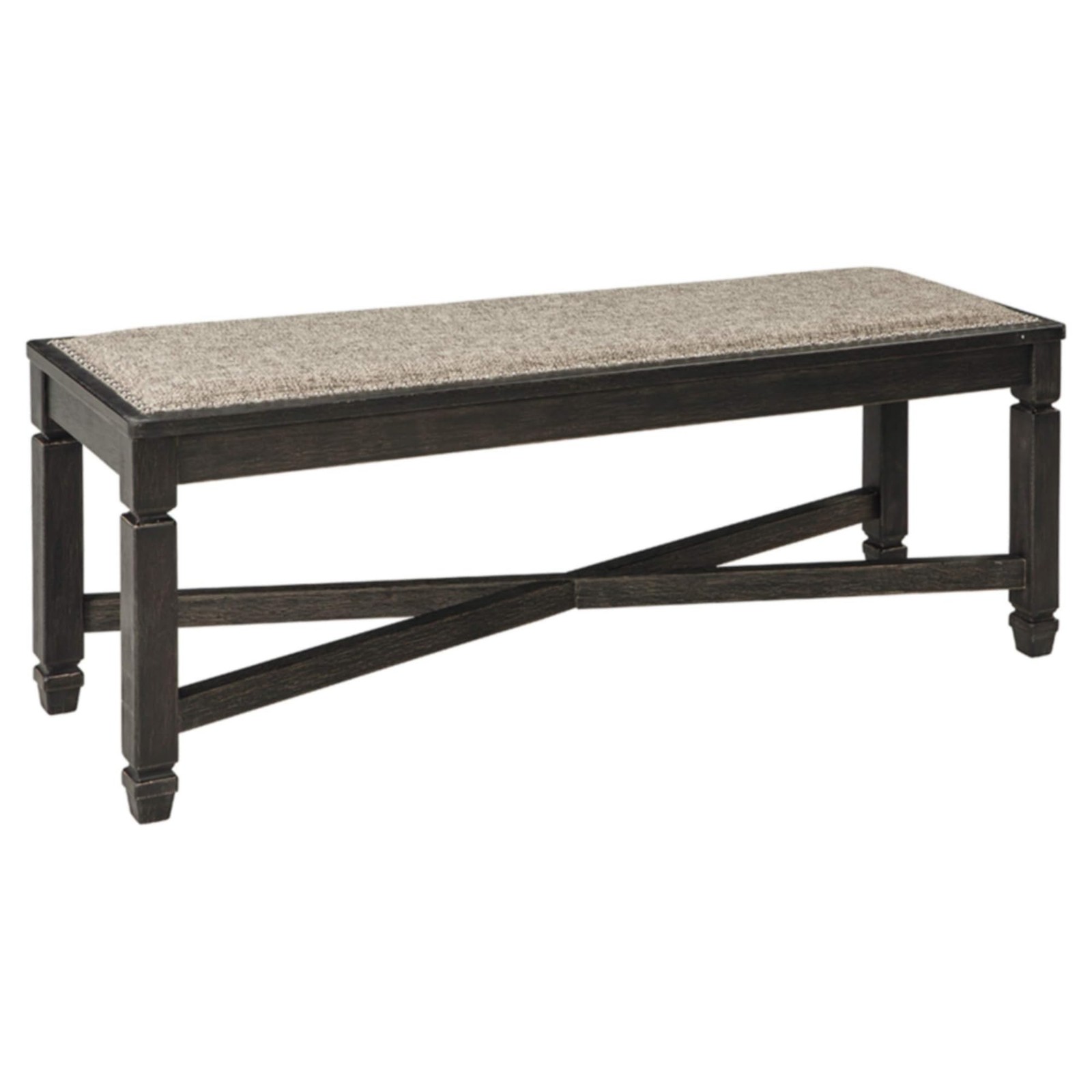 Darkwash Urban Farmhouse Dining Height Upholstered Bench