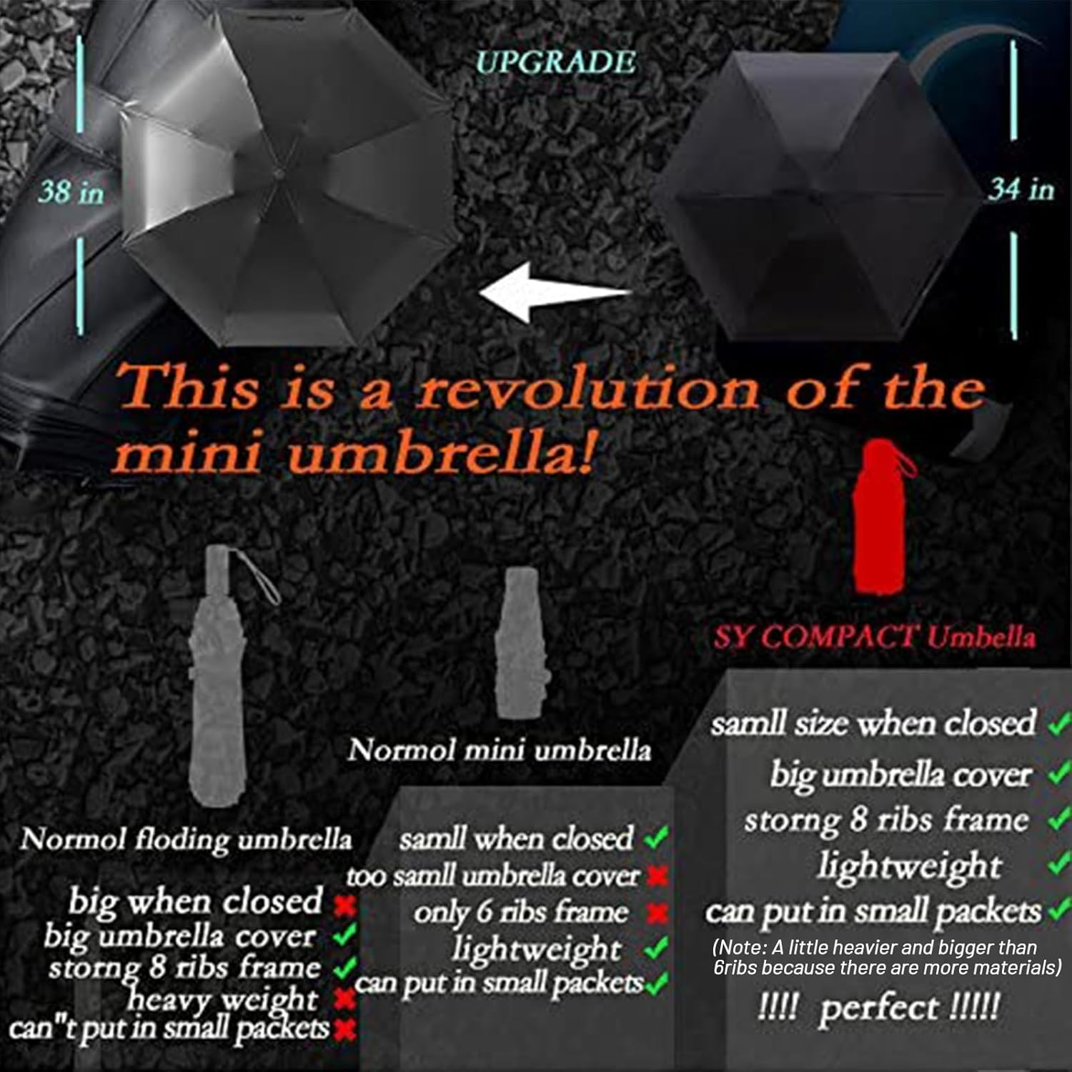 Travel Umbrella - Lightweight Mini Compact Design