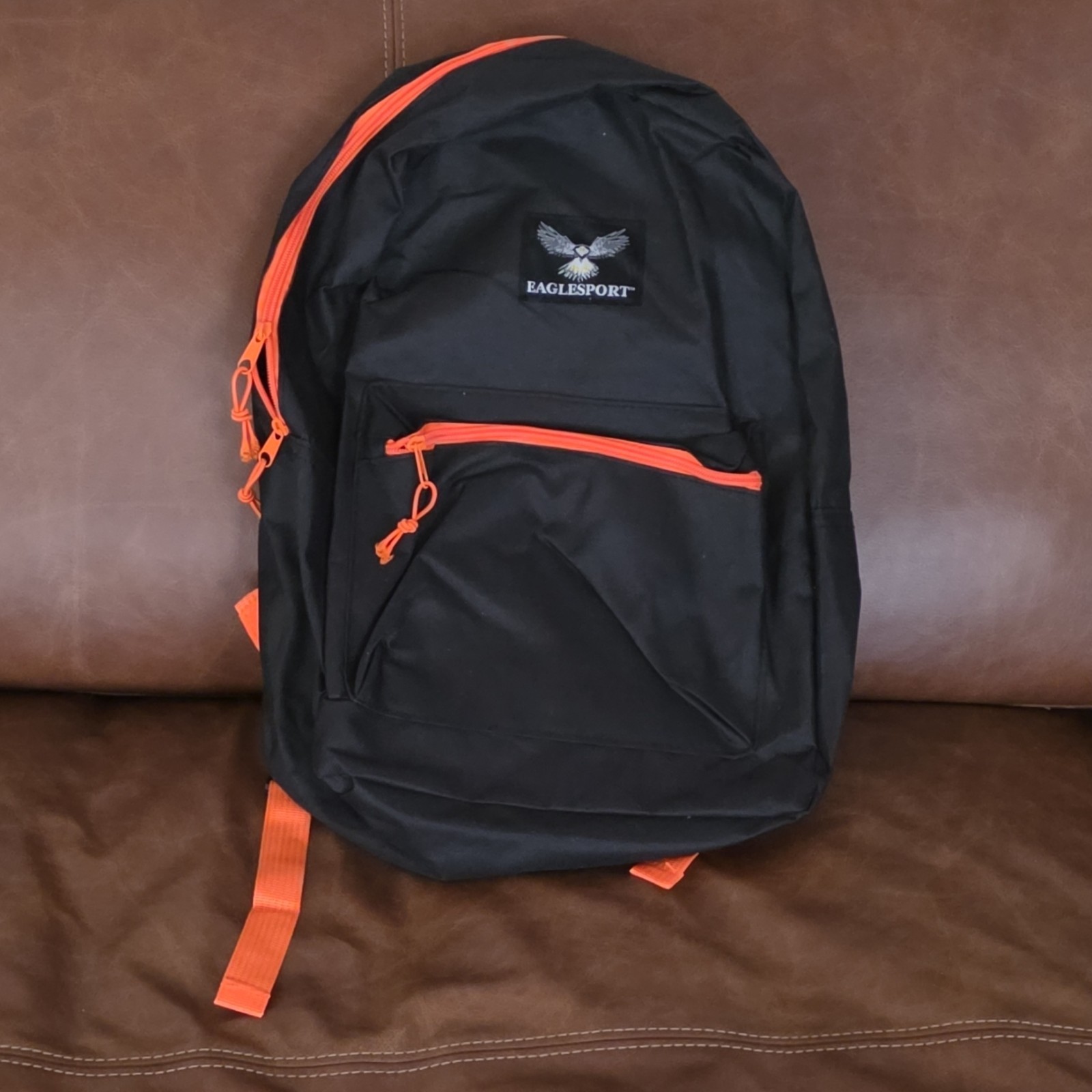 EAGLESPORT Hiking Backpack Black/Orange Zip Closure Orange Zippers