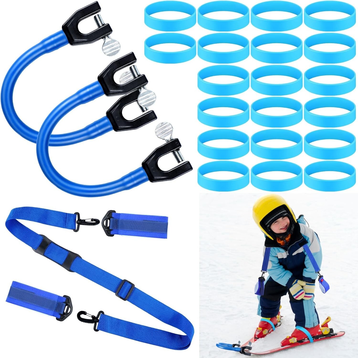 VioraWhite 2 Ski Tip Connector 3" Binding Ski Brake Retainers 1 Carrier Straps