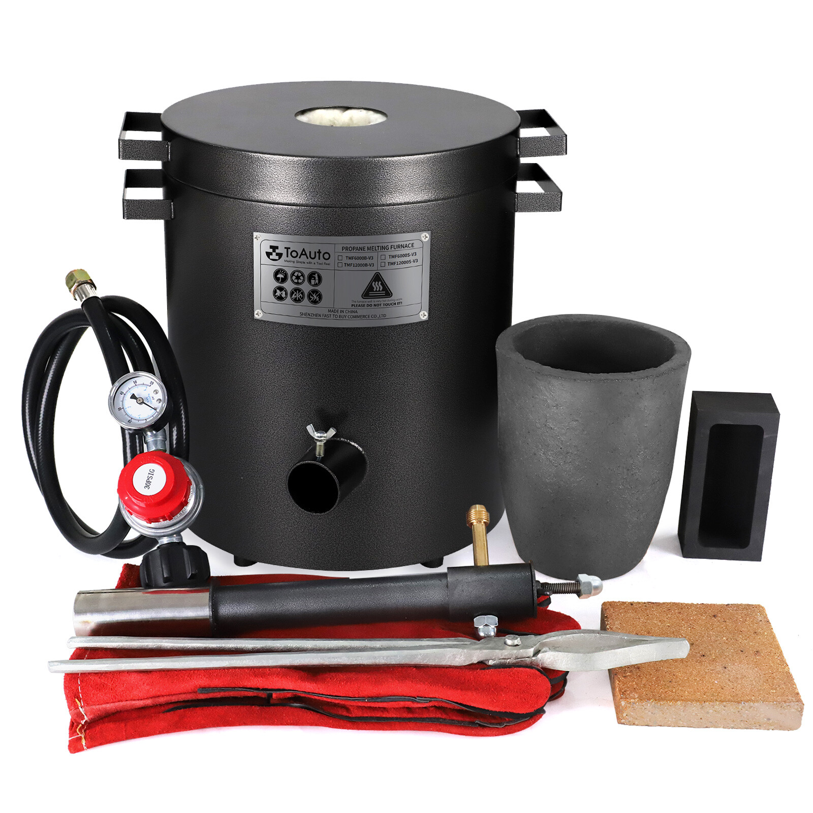 TOAUTO Melting Furnace 12KG Propane Forge Copper Brass Aluminum Casting DIY Tool