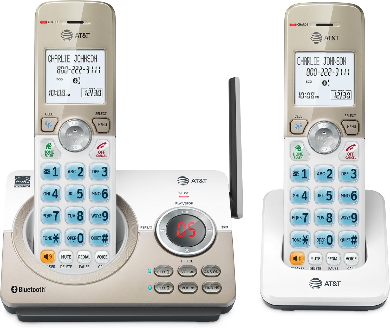 DL72219 DECT 6.0 2-Handset Cordless Phone for Home with Connect to Cell, Call Bl