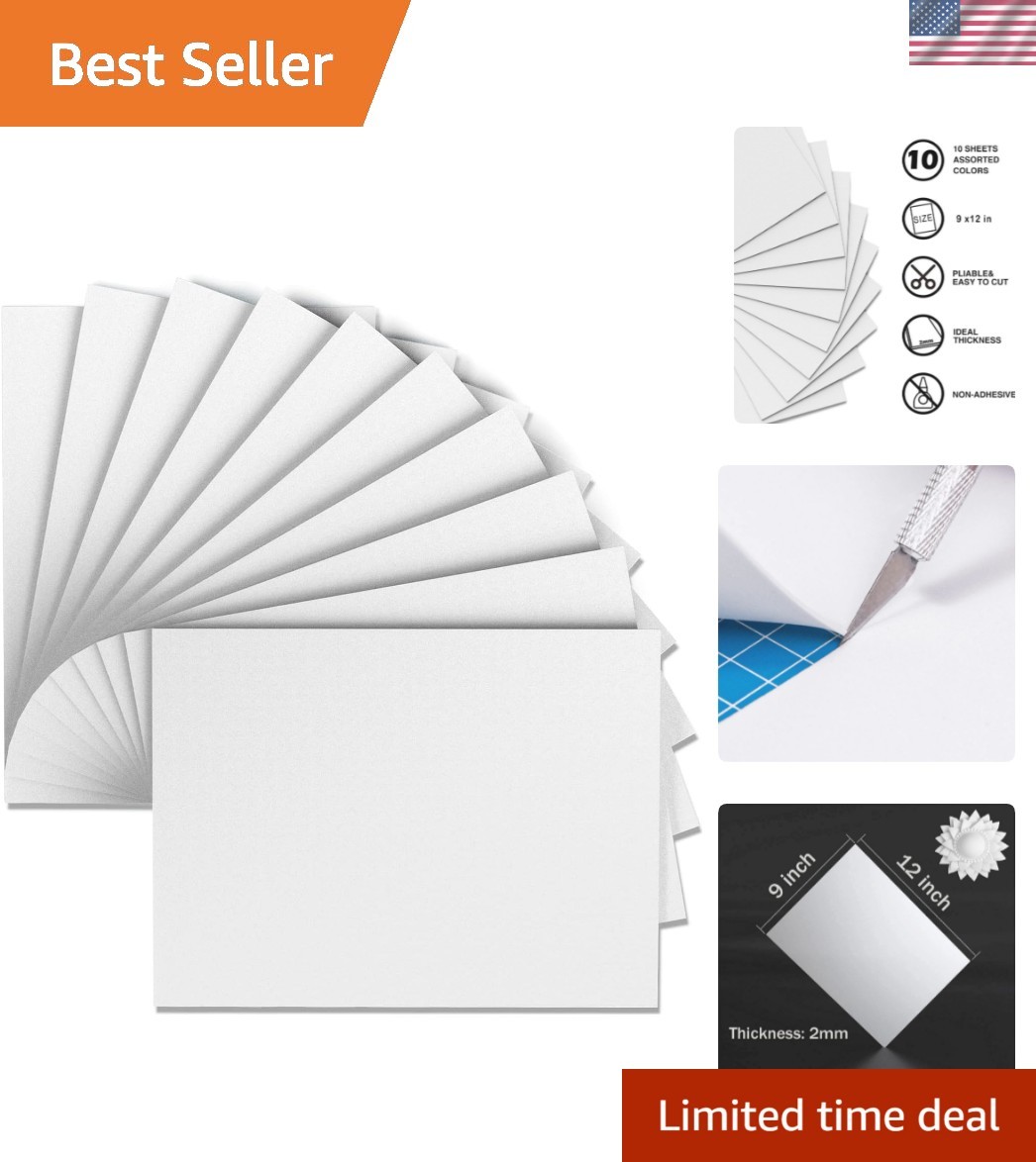 10 Pack of 2mm Thick White EVA Craft Foam Sheets for Scrapbooking & Cosplay