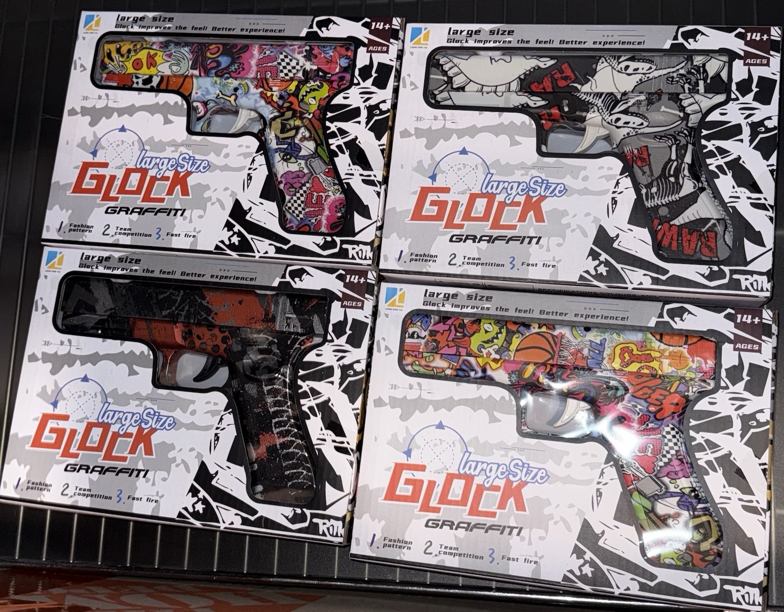 (Lot of 4) Large Size Graffiti Glock Water Bomb Air Pistol NEW