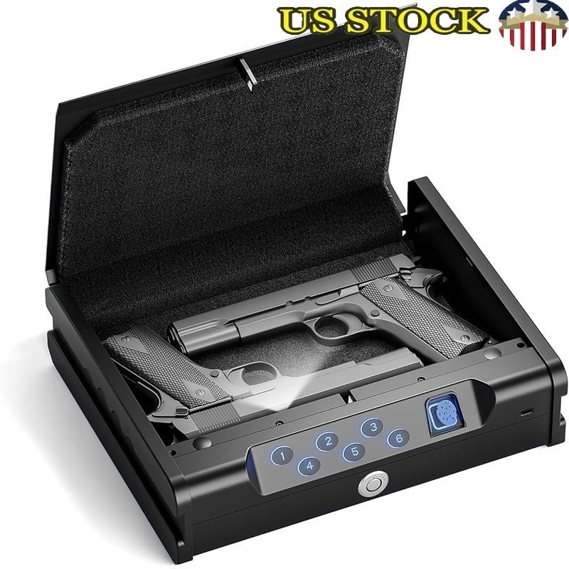 Biometric Gun Safe Compact Steel Handgun Storage Fast Access Locking Mechanism