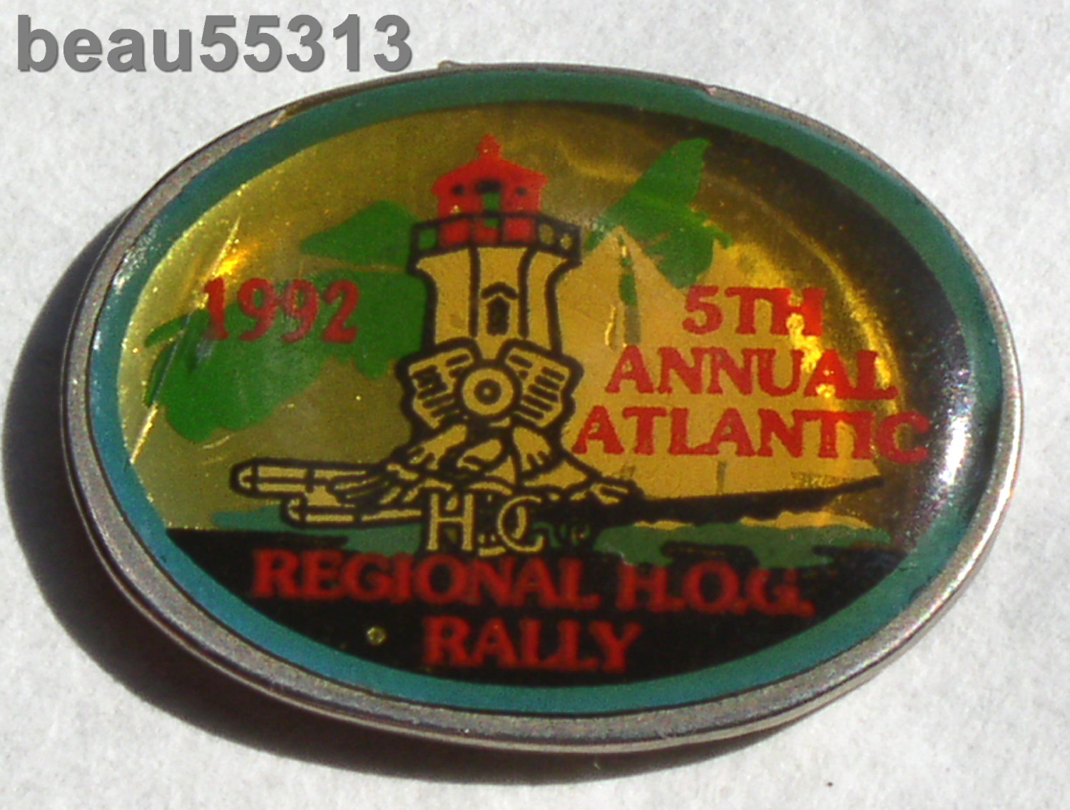 ⭐HARLEY DAVIDSON OWNERS GROUP HOG 1992 5th ANNUAL ATLANTIC REGIONAL RALLY PIN