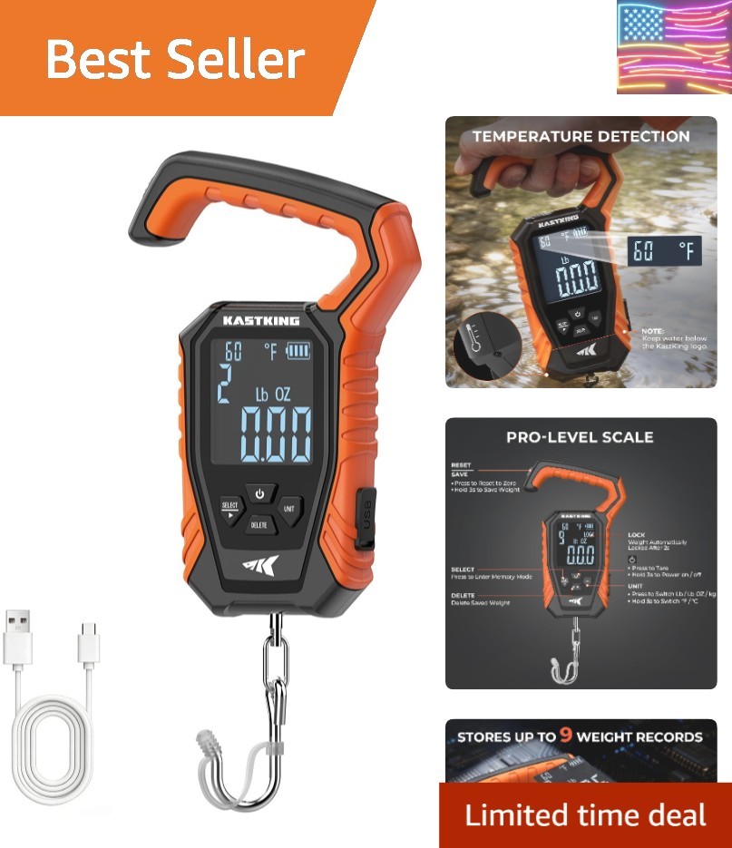 Weighmaster Mechanical-Digital Fishing Scale, 120 lb Capacity, 2.5" Backlit D...