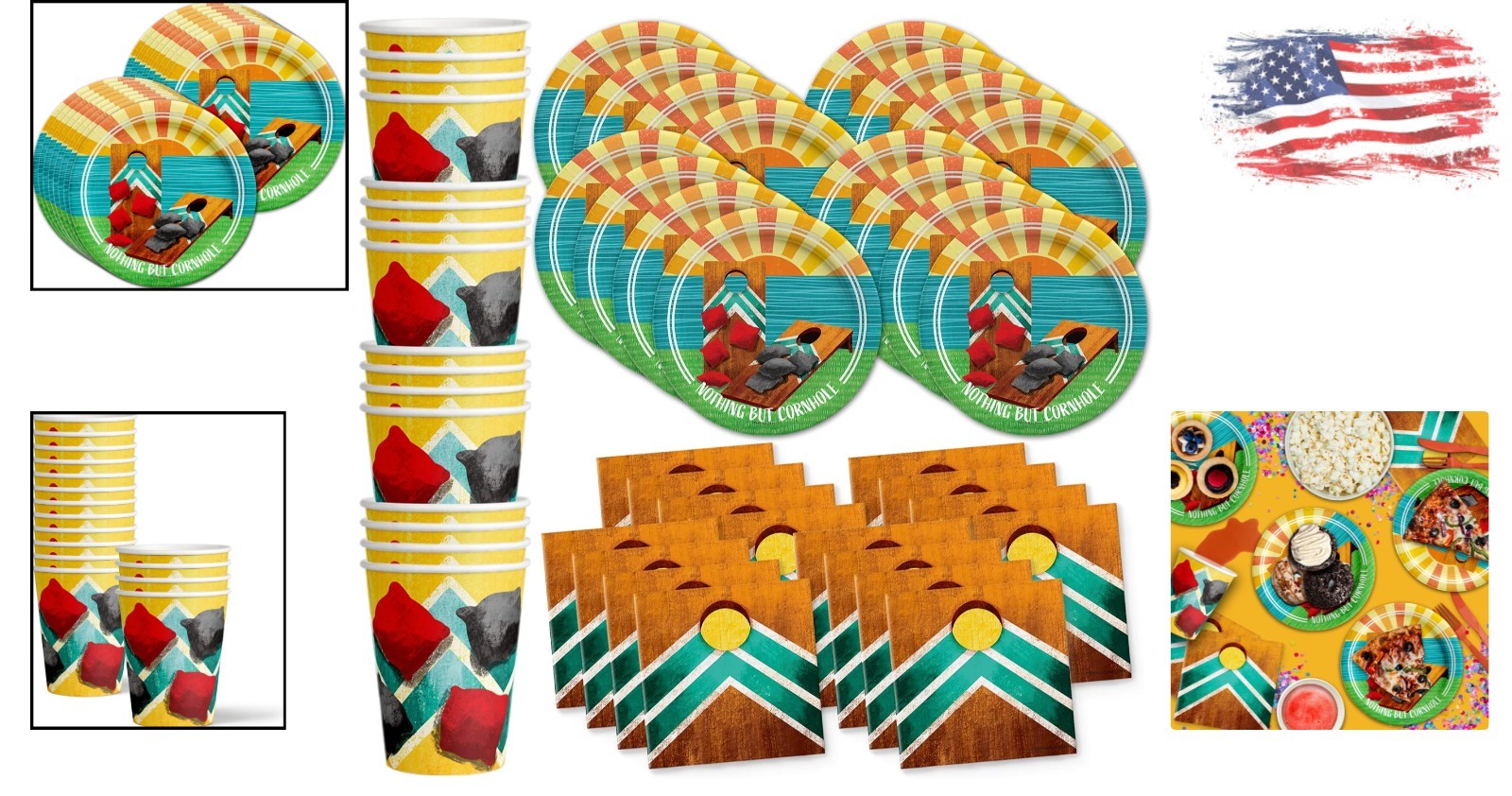 Durable Lake-Themed Tableware Set for 16 Birthday Guests - Ultimate Fun