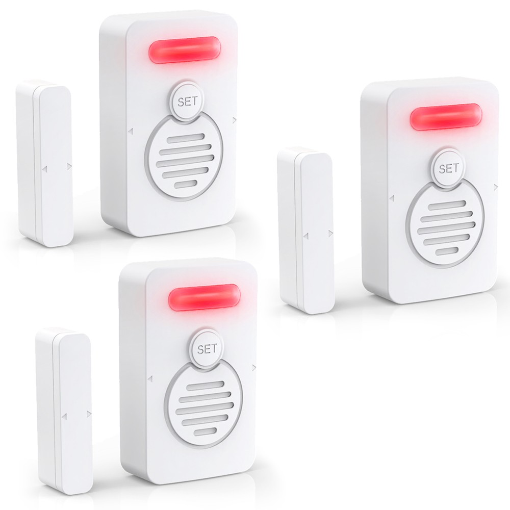 Wireless Voice Alarm Doorbell Door Windows Reminder 90dB 3-Level Volume Kid 3PCS