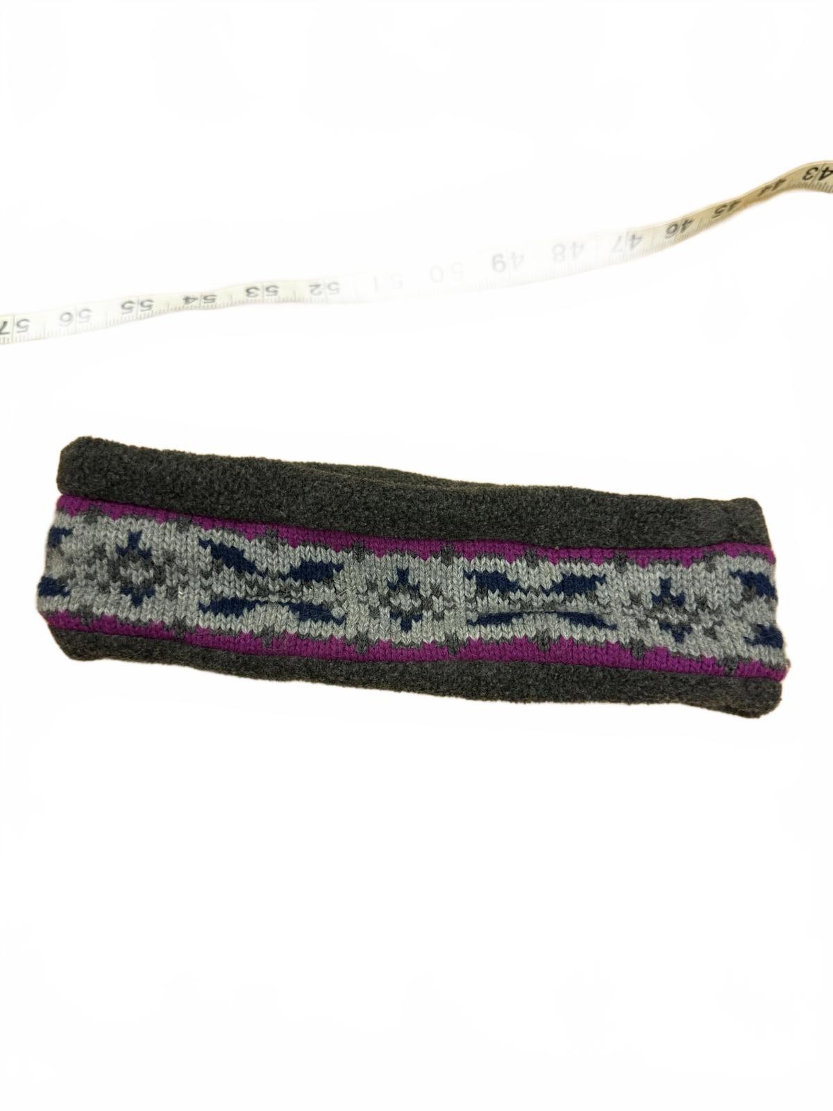 Knitted Winter Headband with Floral Pattern 18 inches right round