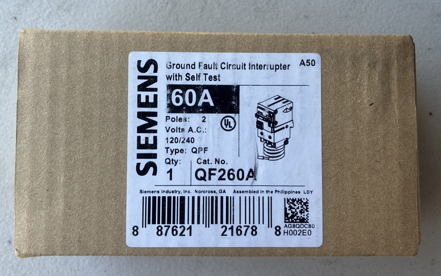 Siemens QF260A Ground Fault Circuit Interrupter 60A