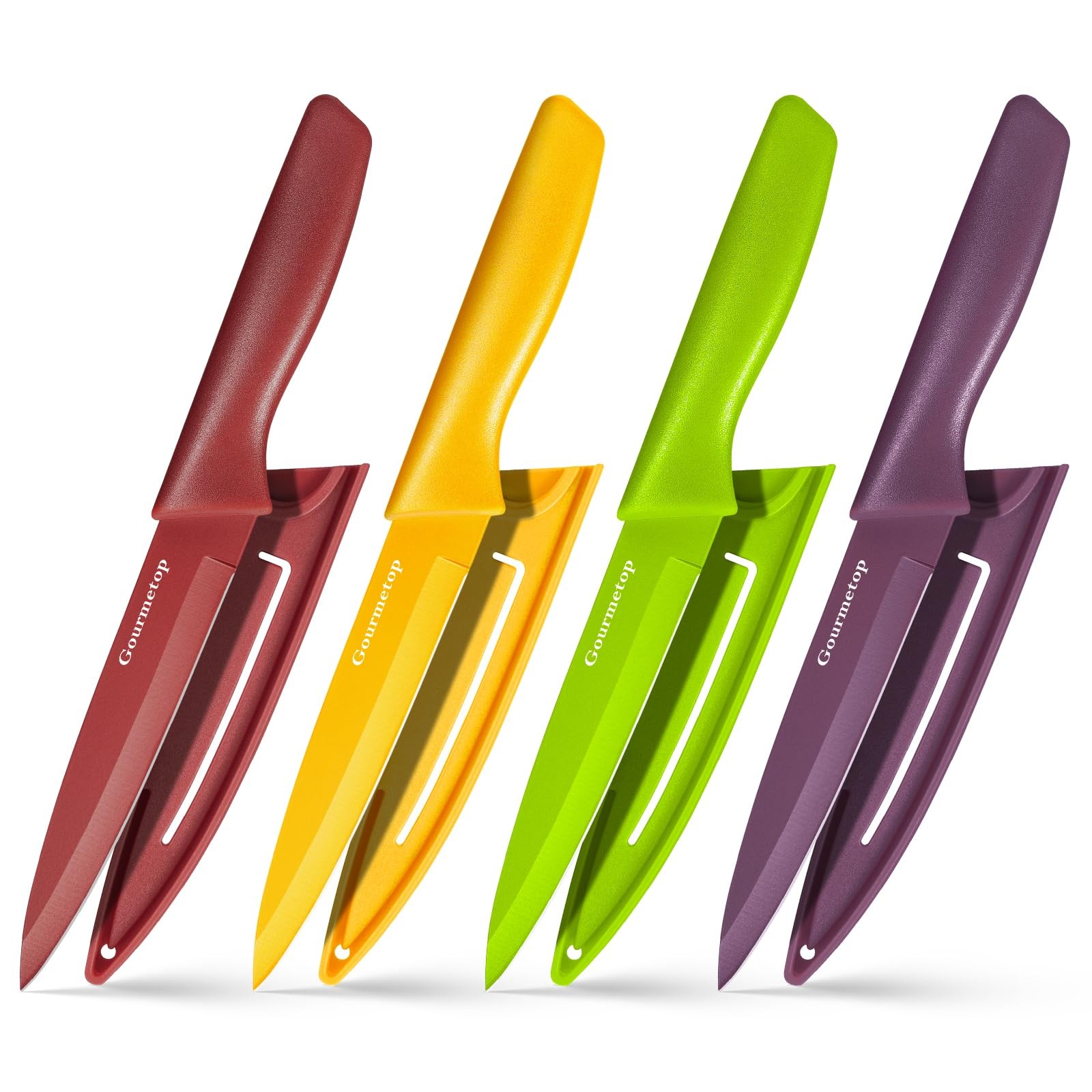 Gourmetop Paring Knife with Cover, Paring Knives Set of 4, 3.8" Paring Knife ...