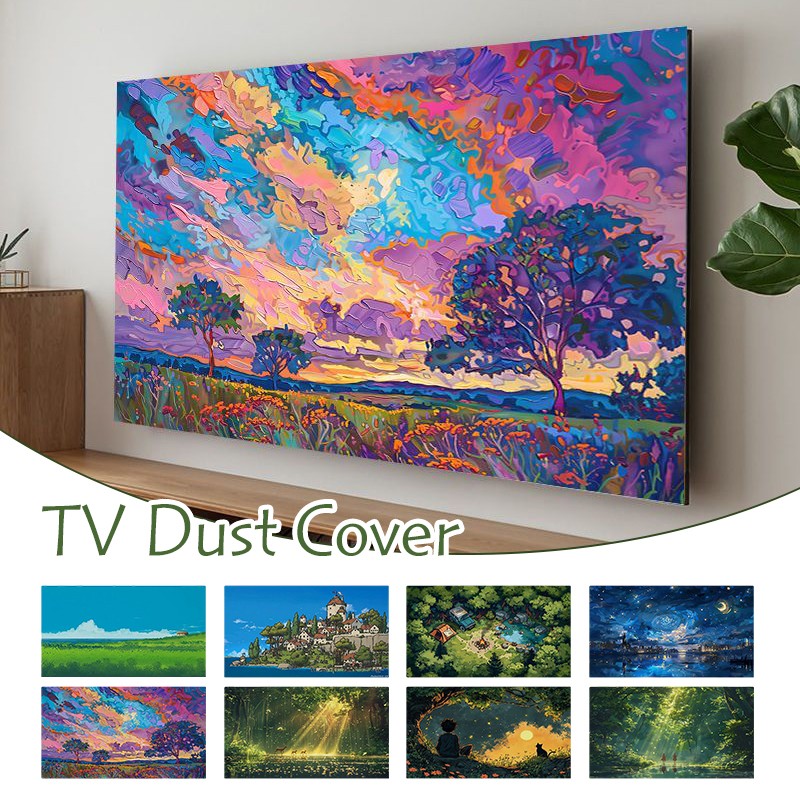 Fabric Cloth TV DustProof Cover Scenery Printed Household LCD Monitor Slipcover.
