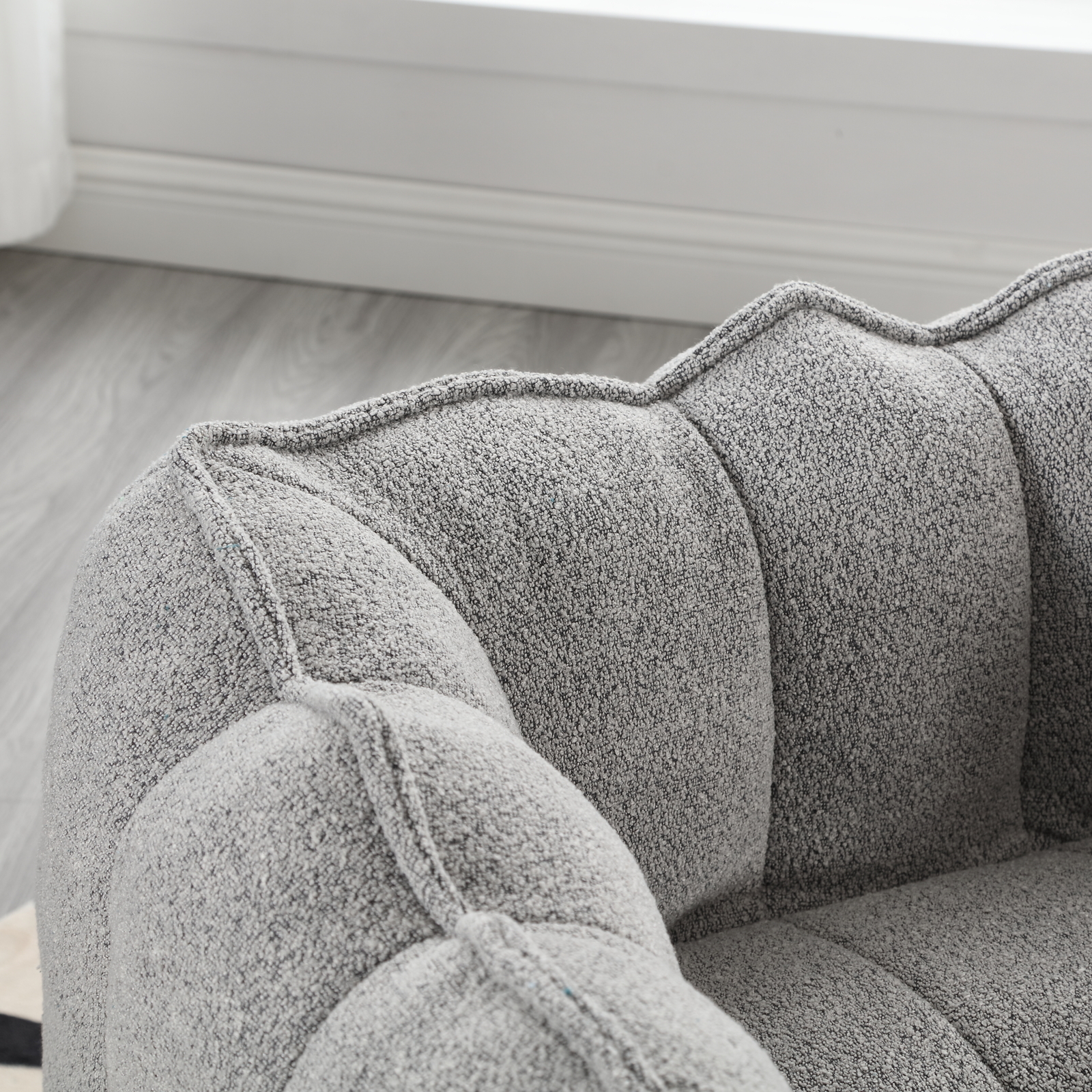 Bean Bag Chair With Footstool Armrest Bean Bag Chair Lazy Sofa Living Room Gray