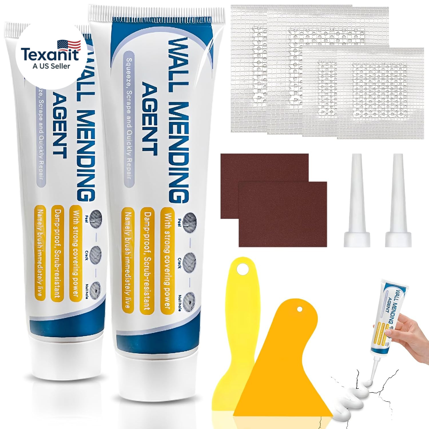 2 Pack Drywall Repair Kit,Wall Mending Agent with Scraper,Drywall Patch Repair K