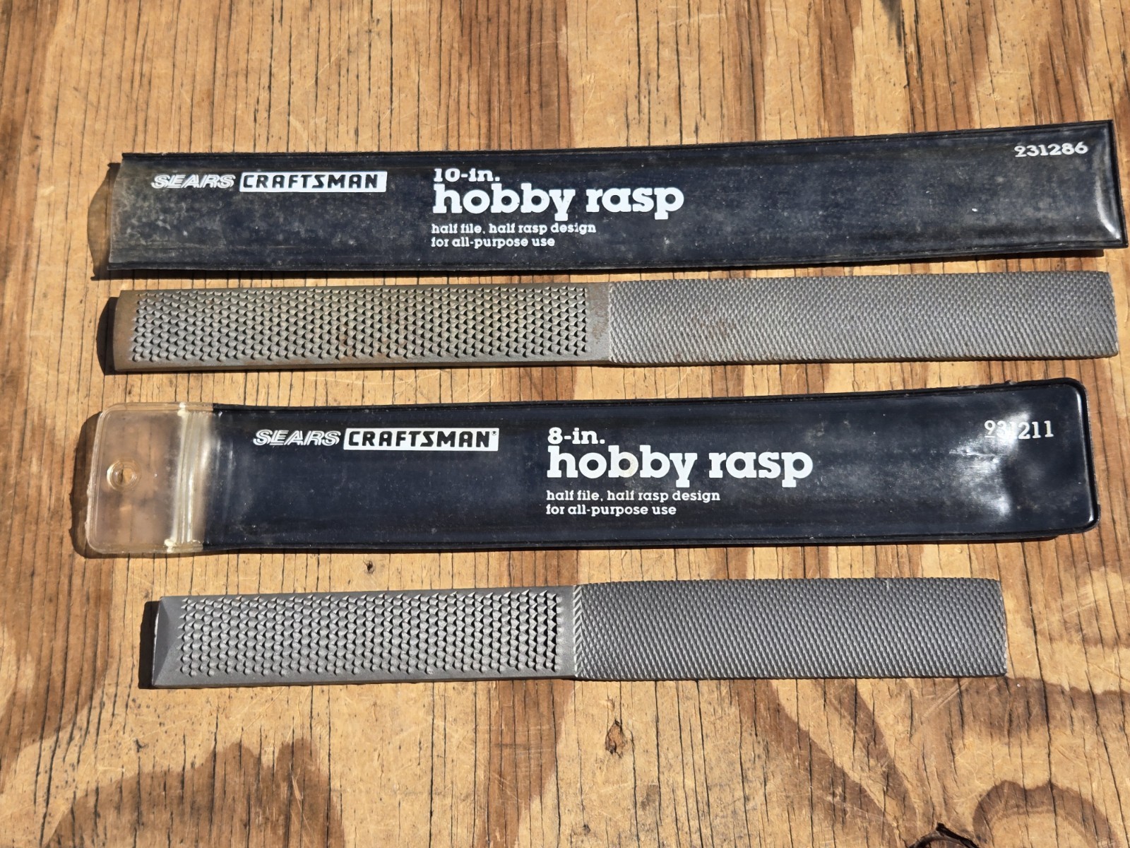 Vntg SEARS Craftsman USA 10in & 8in Wood Hobby Rasp File 31211 & 31286 VGC
