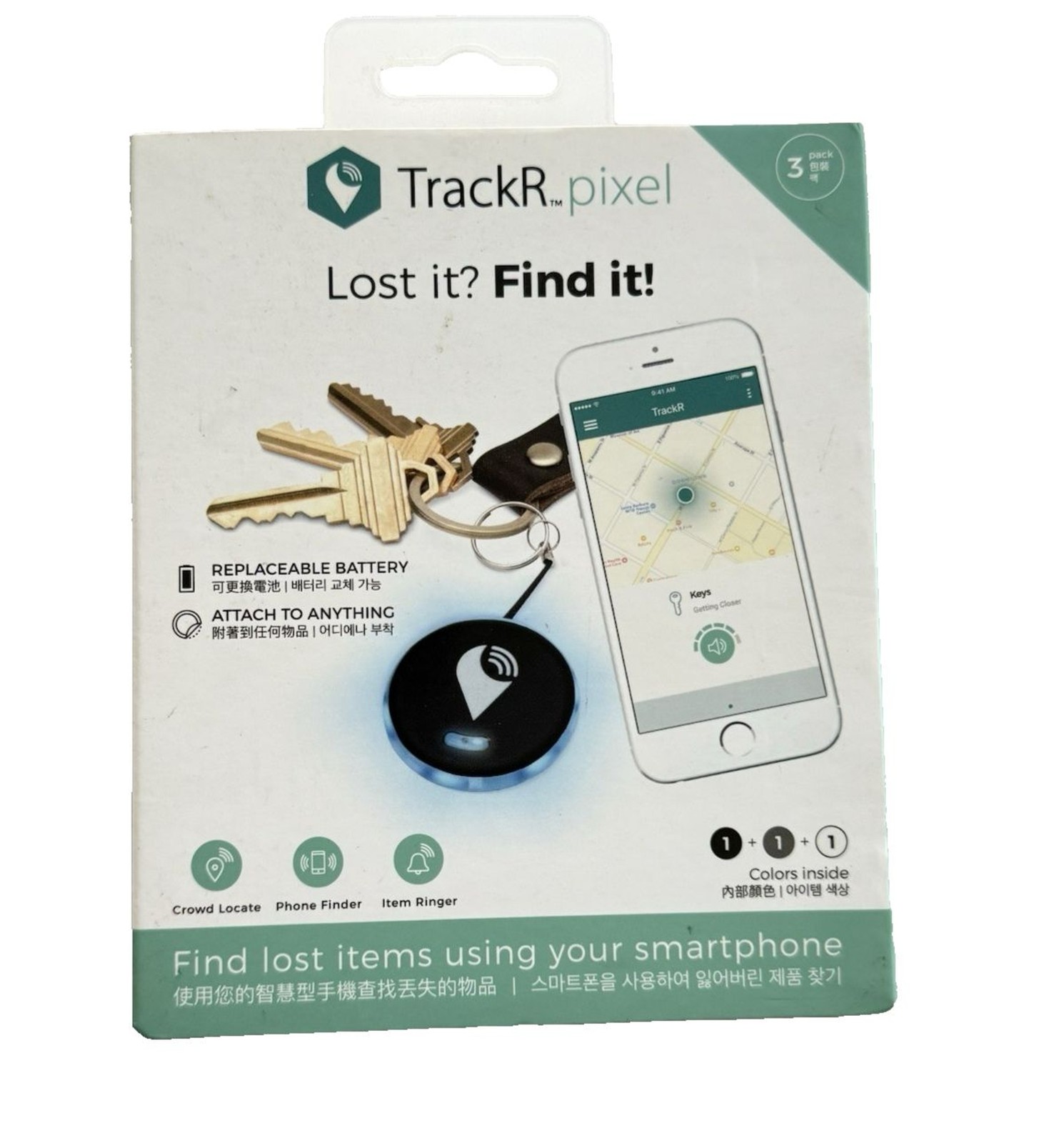 Trackr Pixel 3 Pack Item tracker Lost item Finder Locater Phone Keys NEW