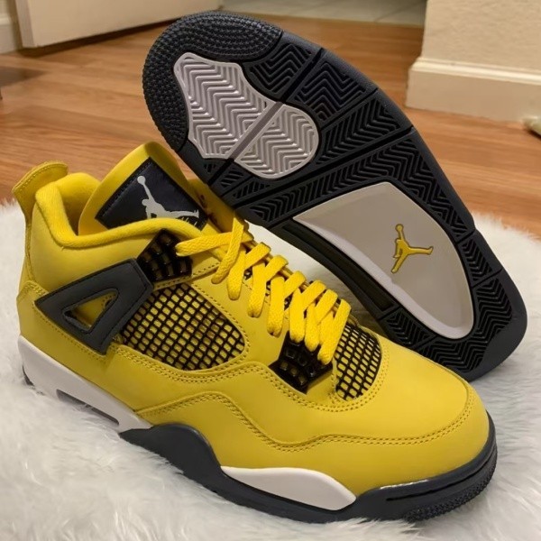 Air Jordan 4 "Tour Yellow" Mid Top Retro Basketball Shoes For Men Size 7-12