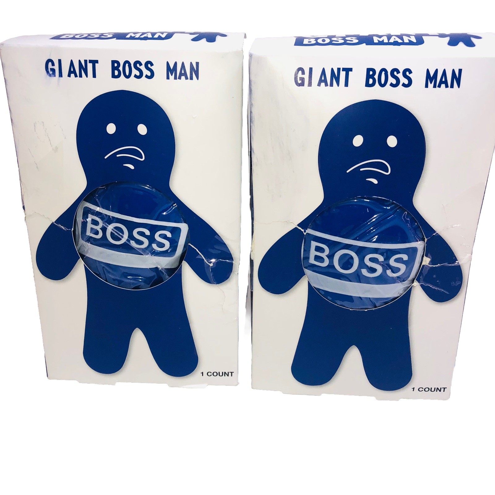 Lot Of 2 Giant Boss Man Stress Reliever Ball Festive Voice 7" Gel Doll
