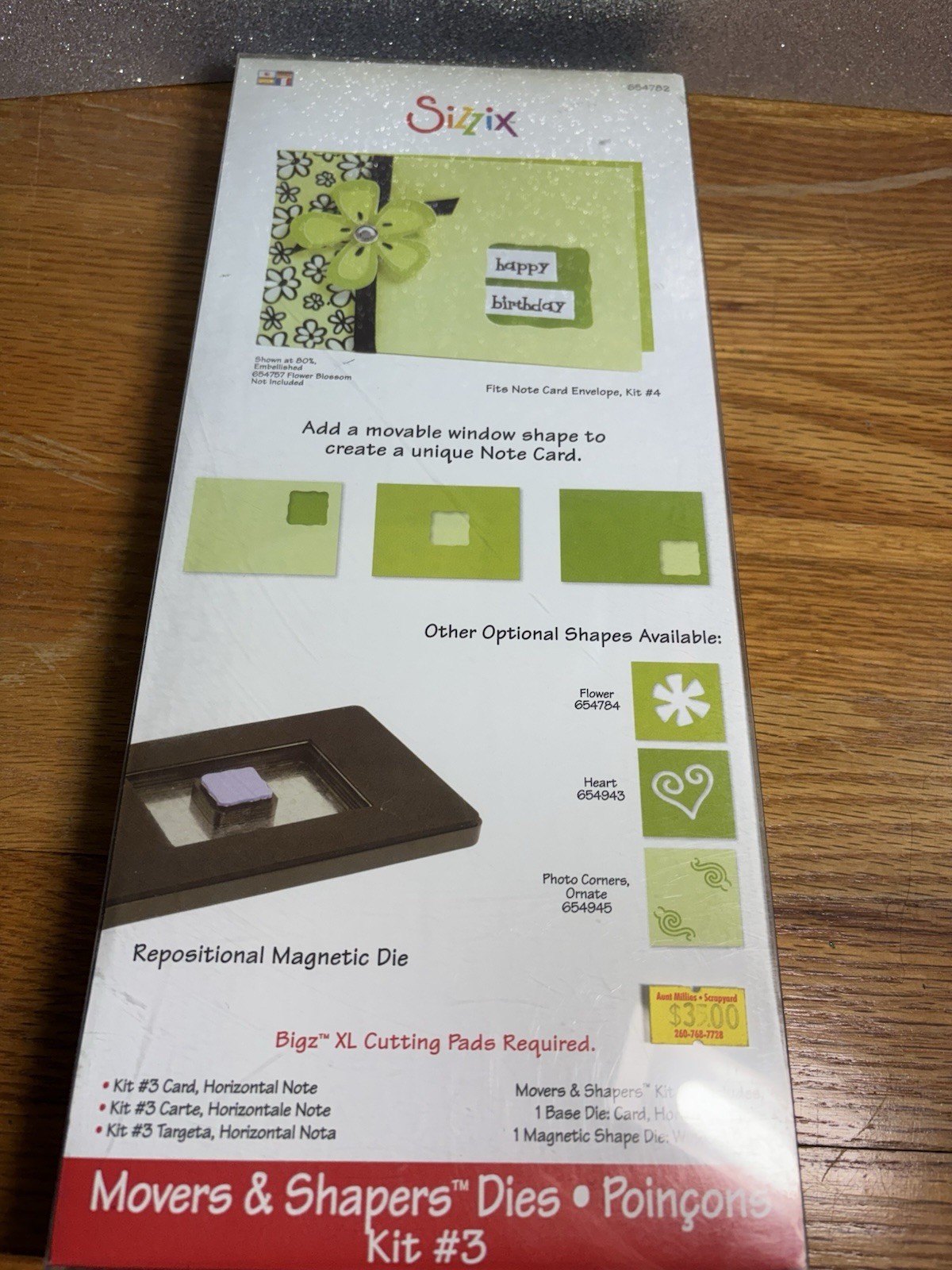 Sizzix Bigz XL Die Movers &Shapers 654782 Kit 3 Horizontal Note Card Wavy Window