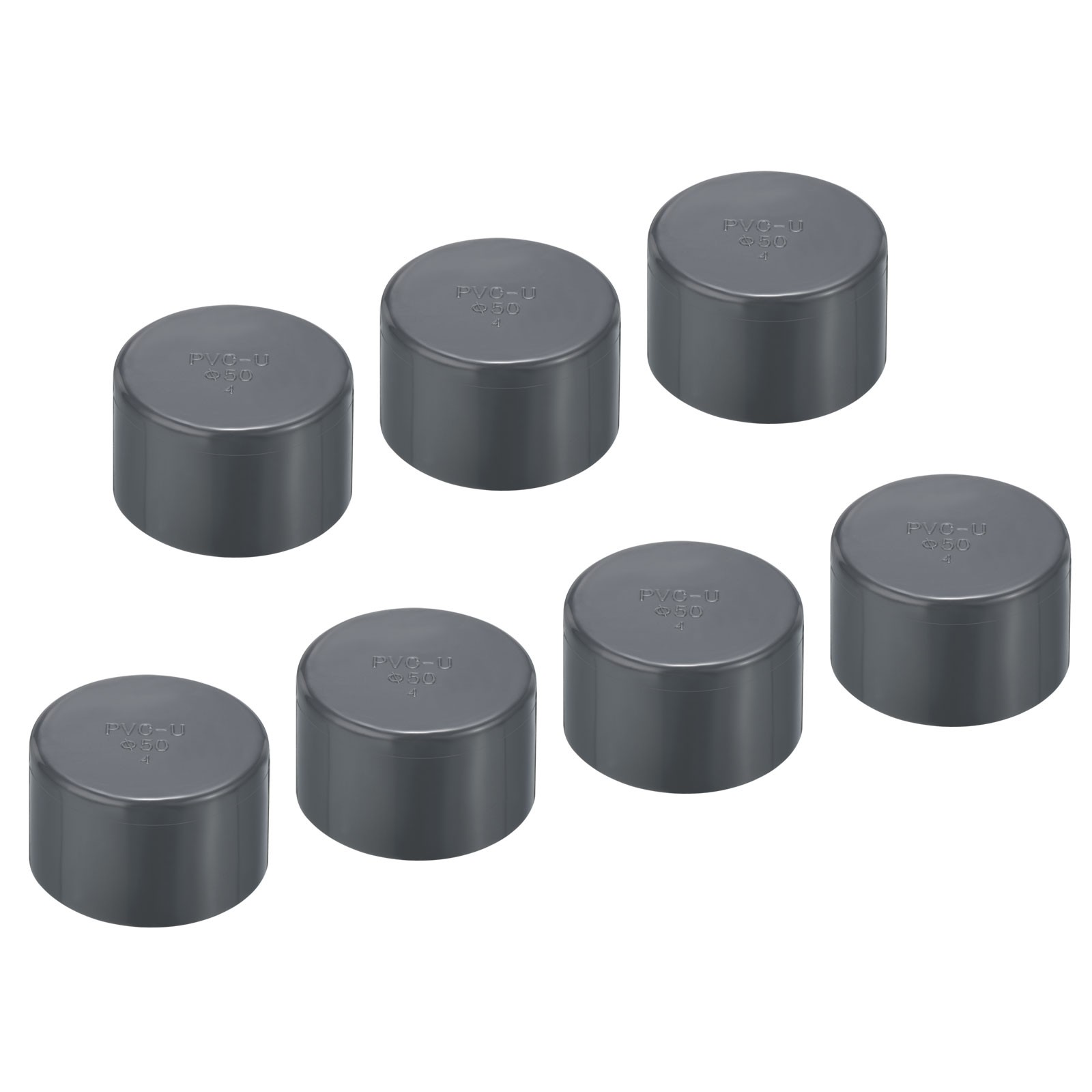 1-1/2" UPVC Pipe End Cap Fitting, 7 Pack Furniture Grade Plug Coupling Grey